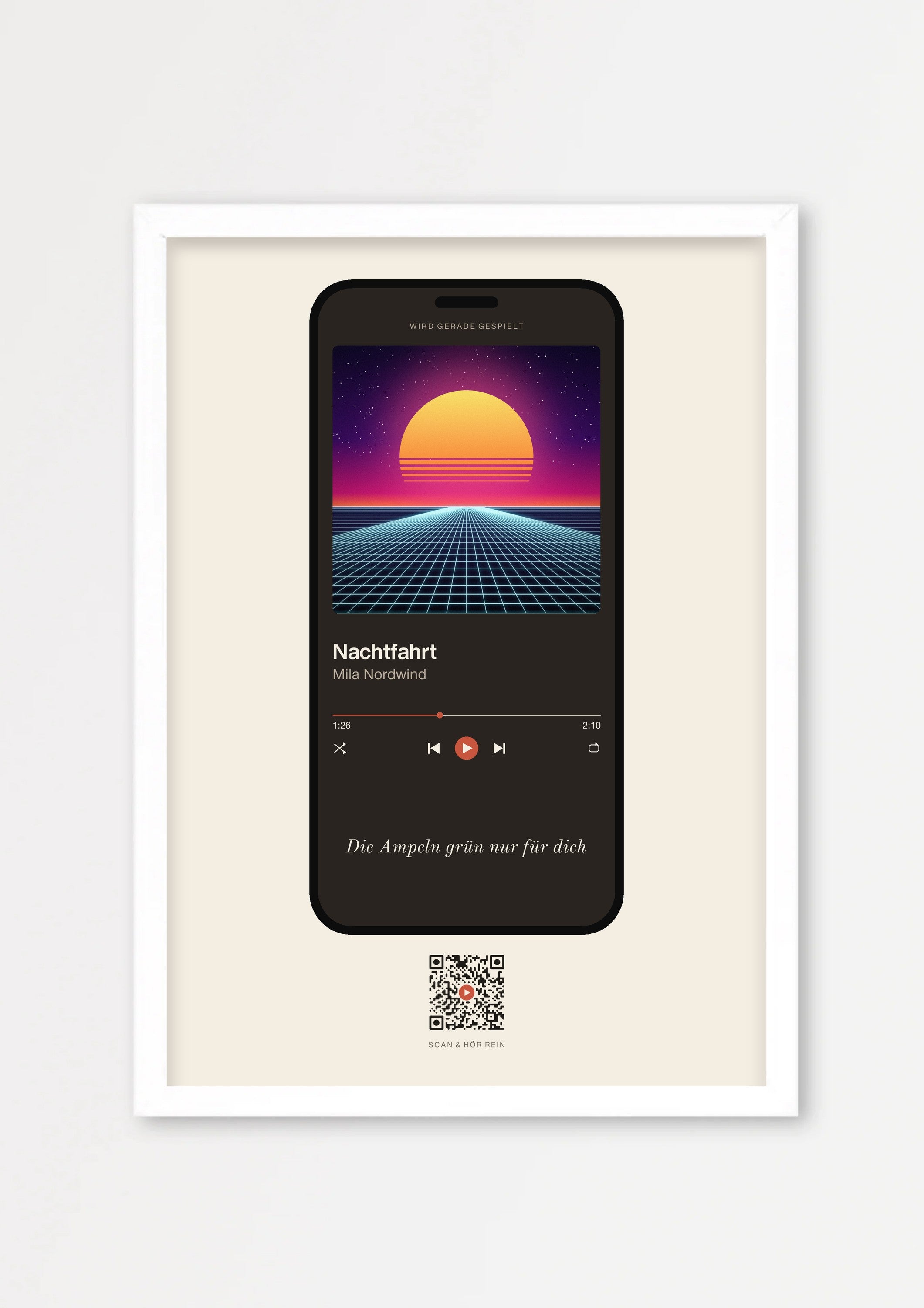 Song Player Poster 4 – Echtholzrahmen Weiß
