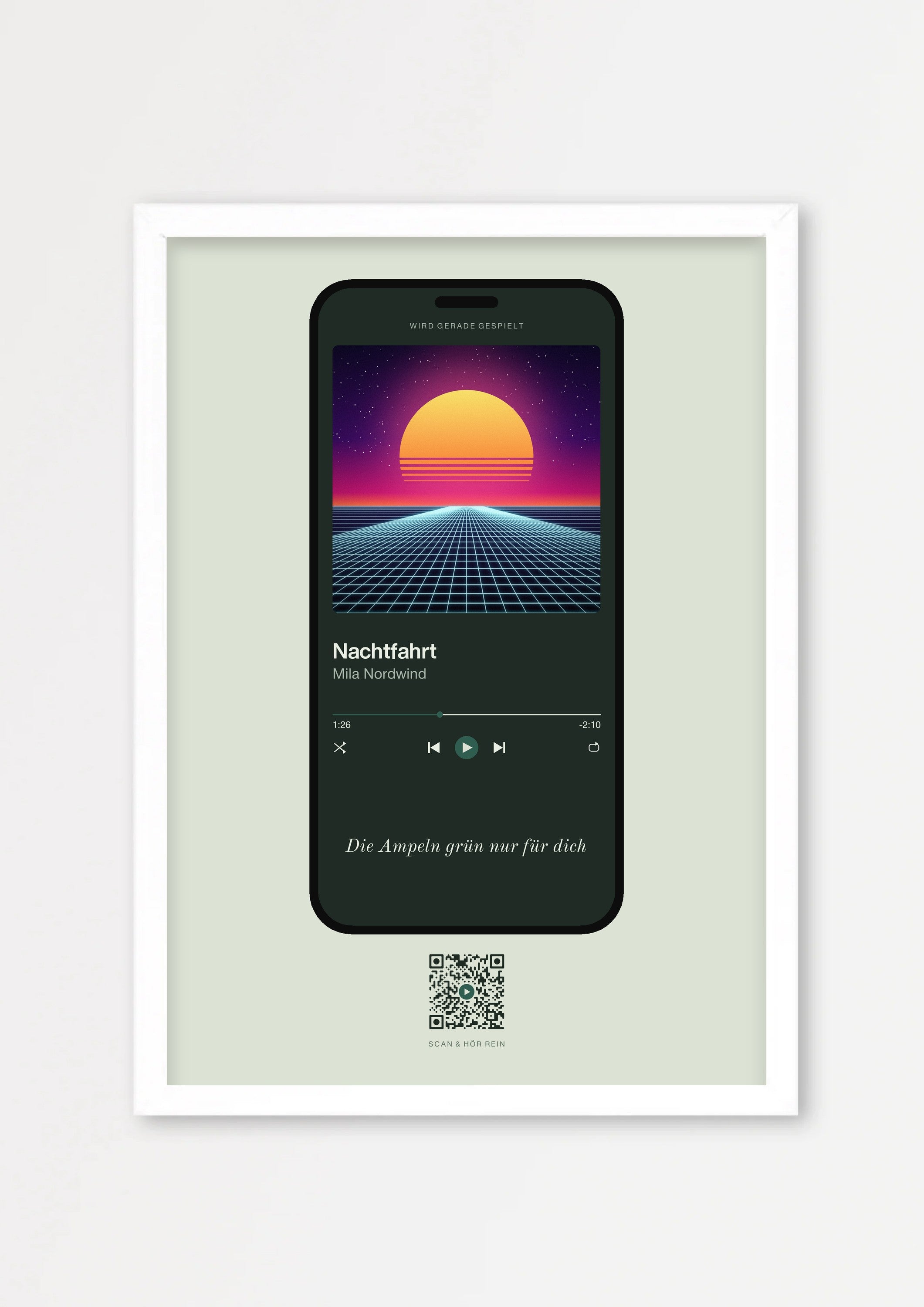 Song Player Poster 4 – Echtholzrahmen Weiß
