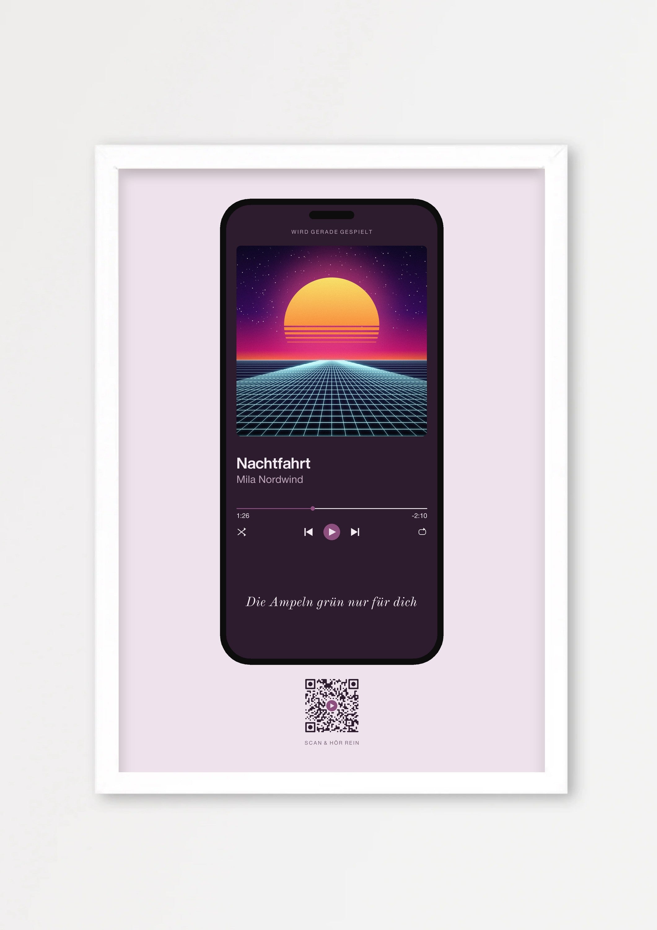 Song Player Poster 4 – Echtholzrahmen Weiß