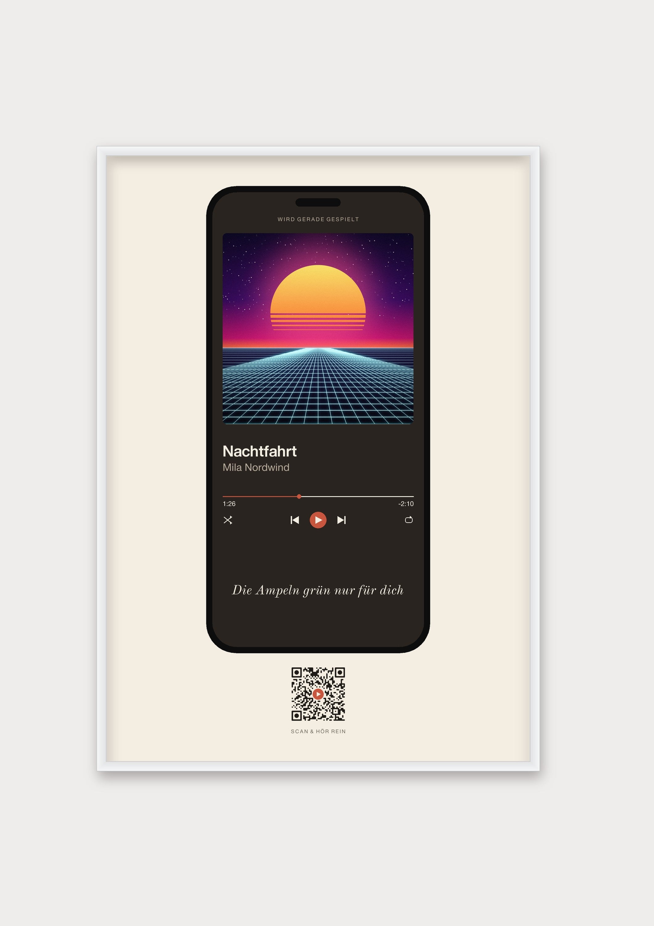 Song Player Poster 4 – Aluminiumrahmen Weiß