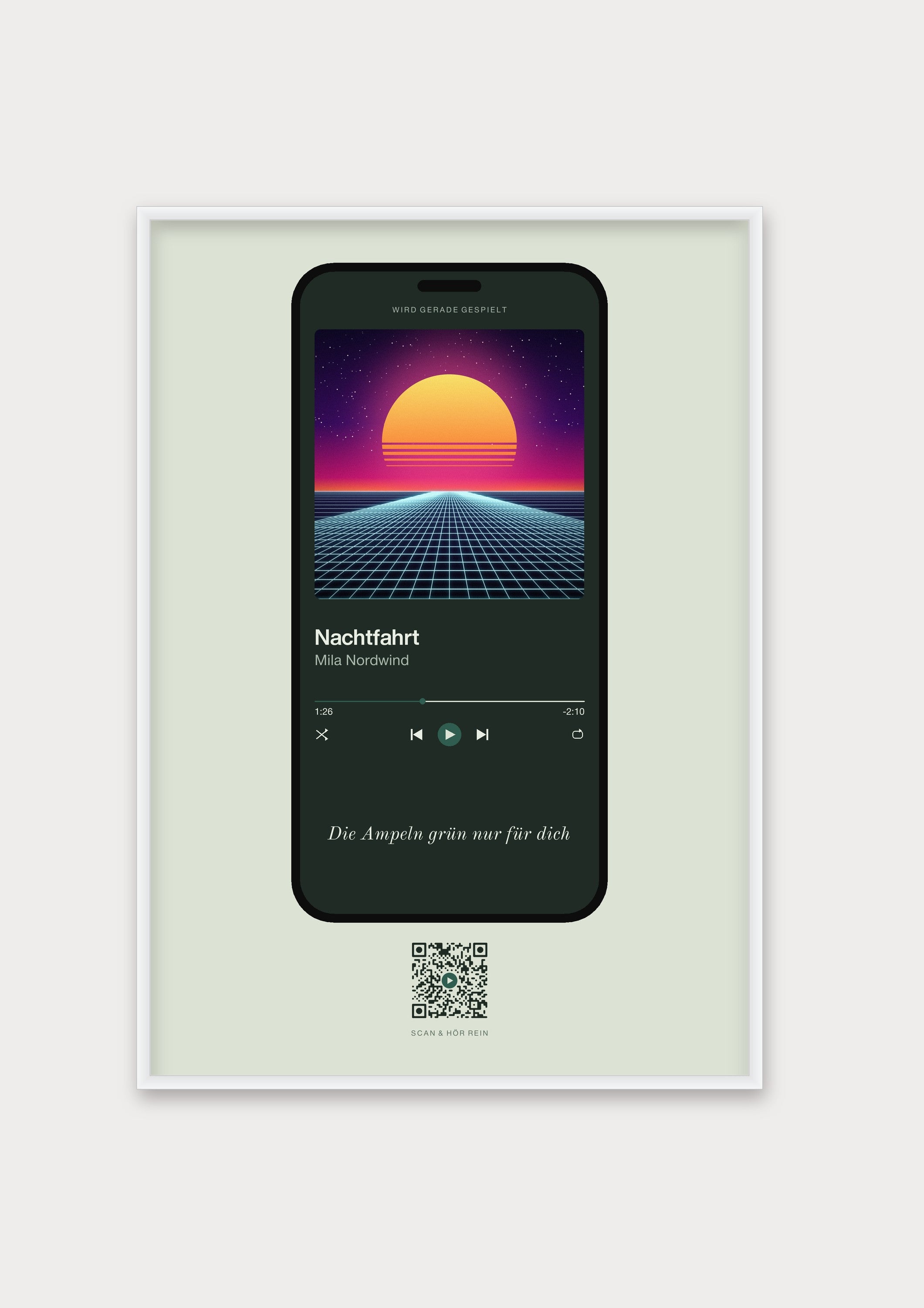 Song Player Poster 4 – Aluminiumrahmen Weiß