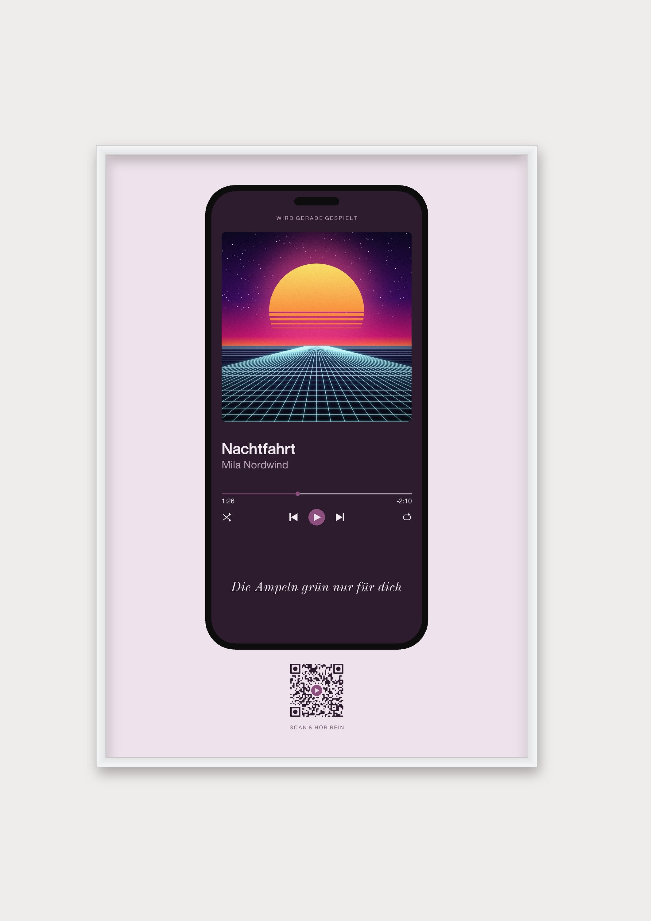 Song Player Poster 4 – Aluminiumrahmen Weiß