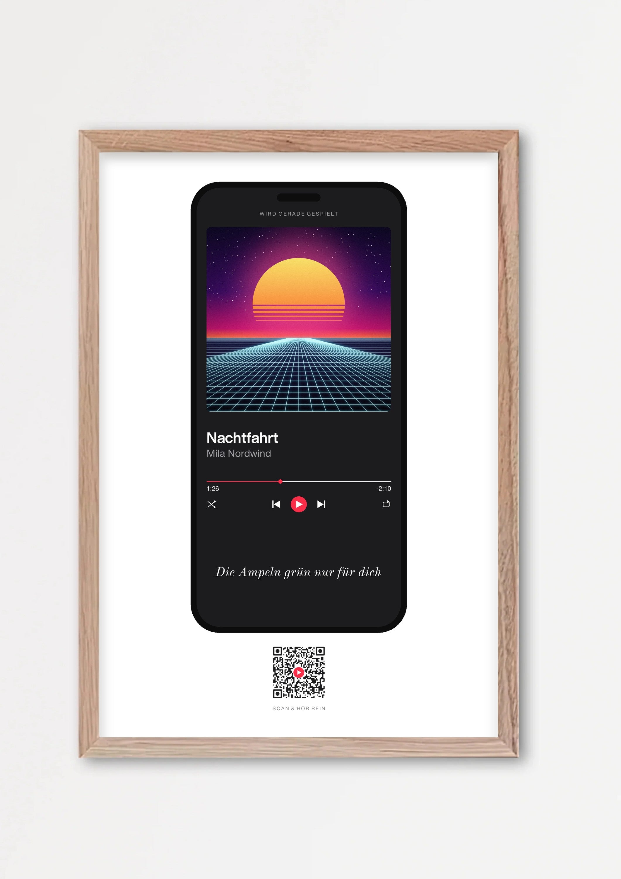 Song Player Poster 4 – Echtholzrahmen Natur