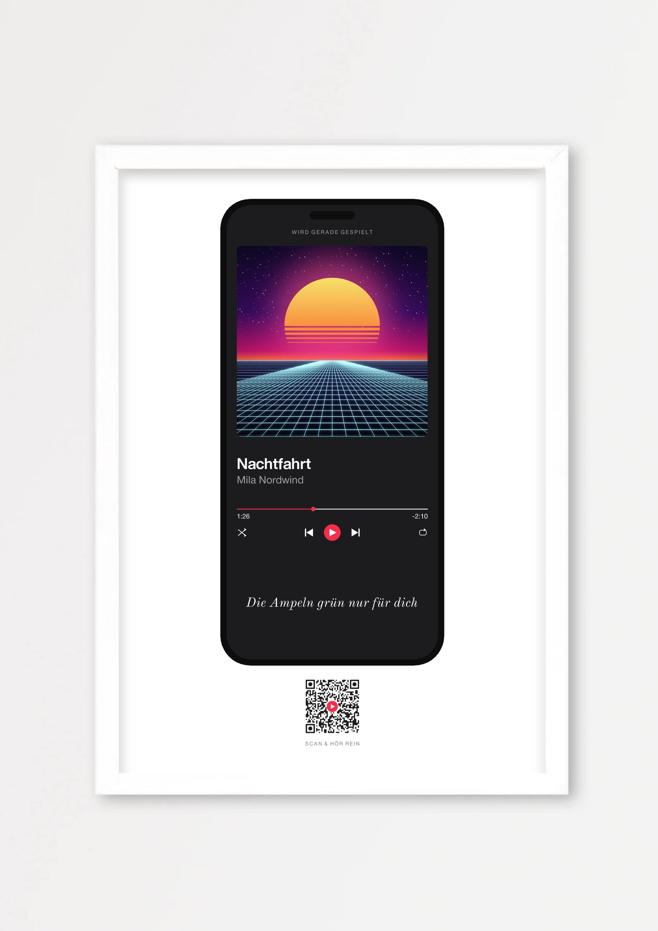 Song Player Poster 4 – Echtholzrahmen Weiß
