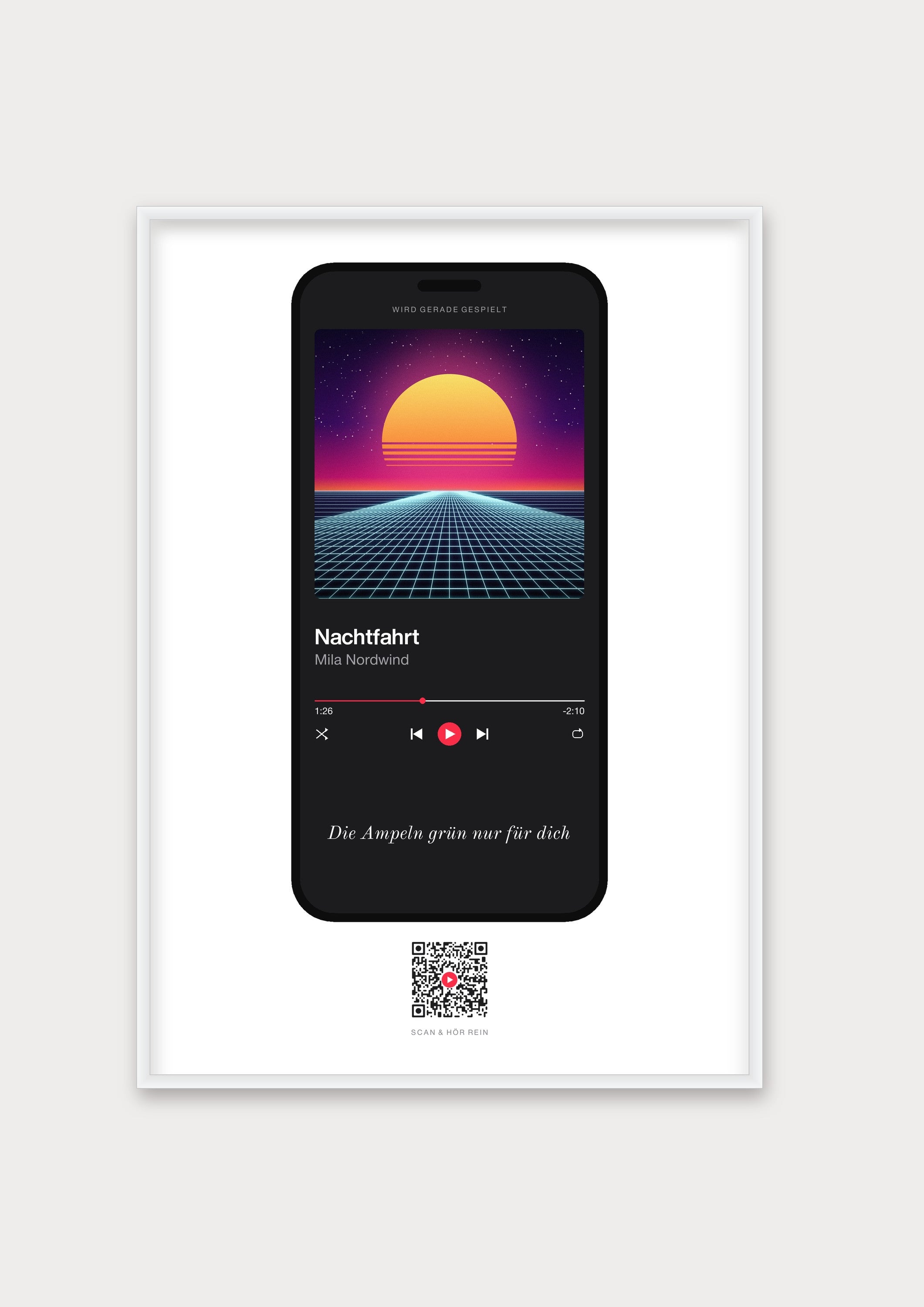 Song Player Poster 4 – Aluminiumrahmen Weiß