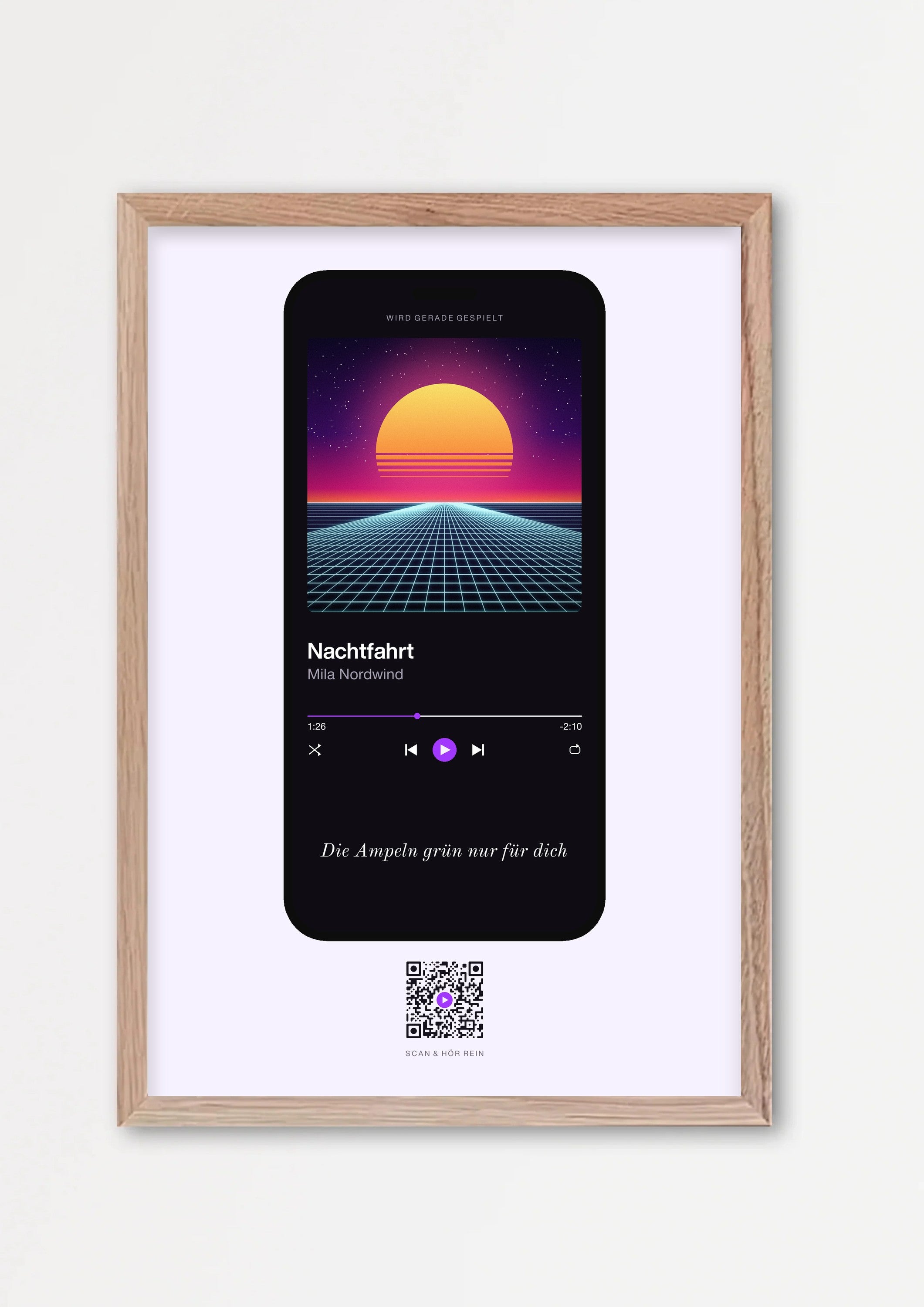 Song Player Poster 4 – Echtholzrahmen Natur