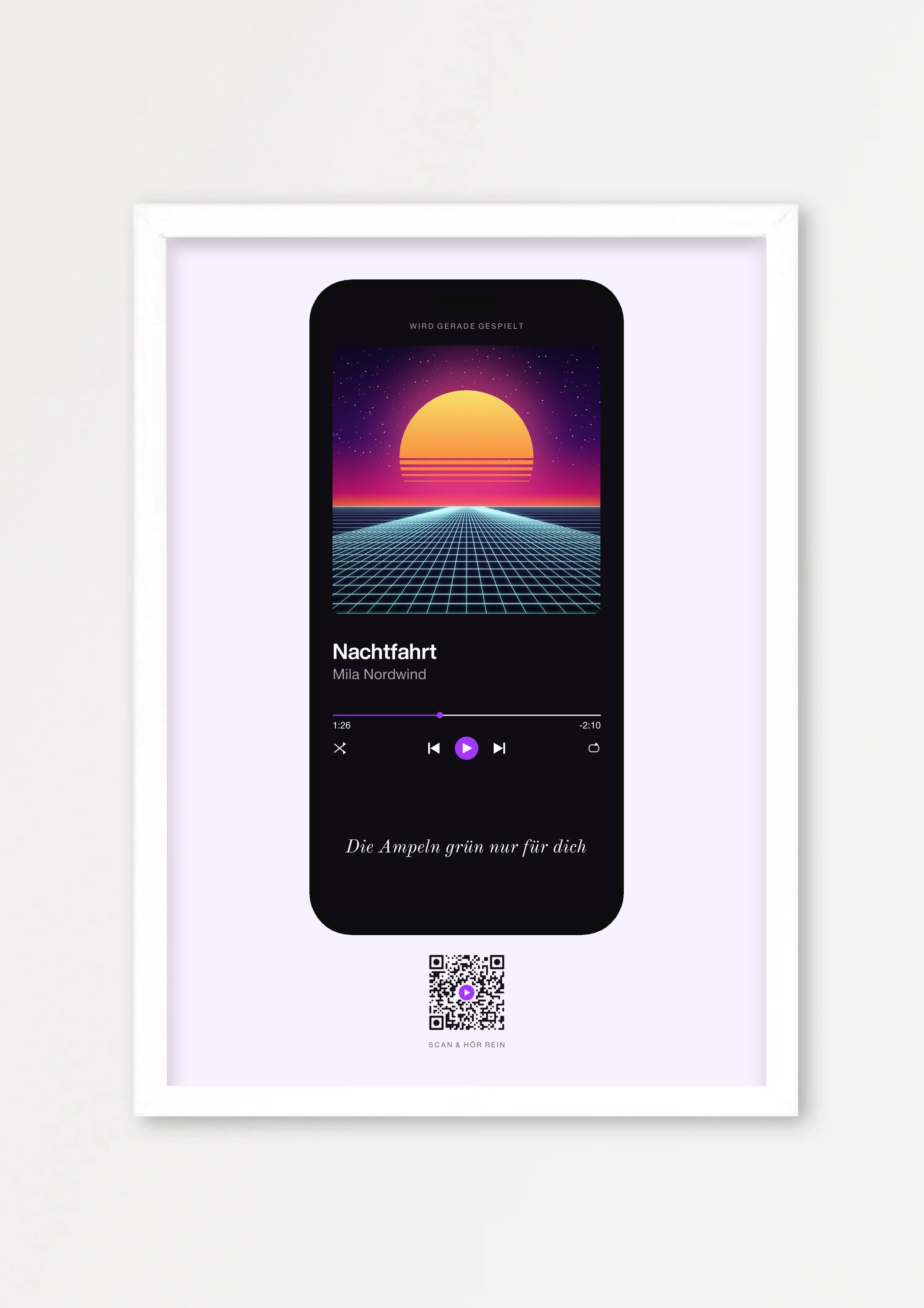 Song Player Poster 4 – Echtholzrahmen Weiß
