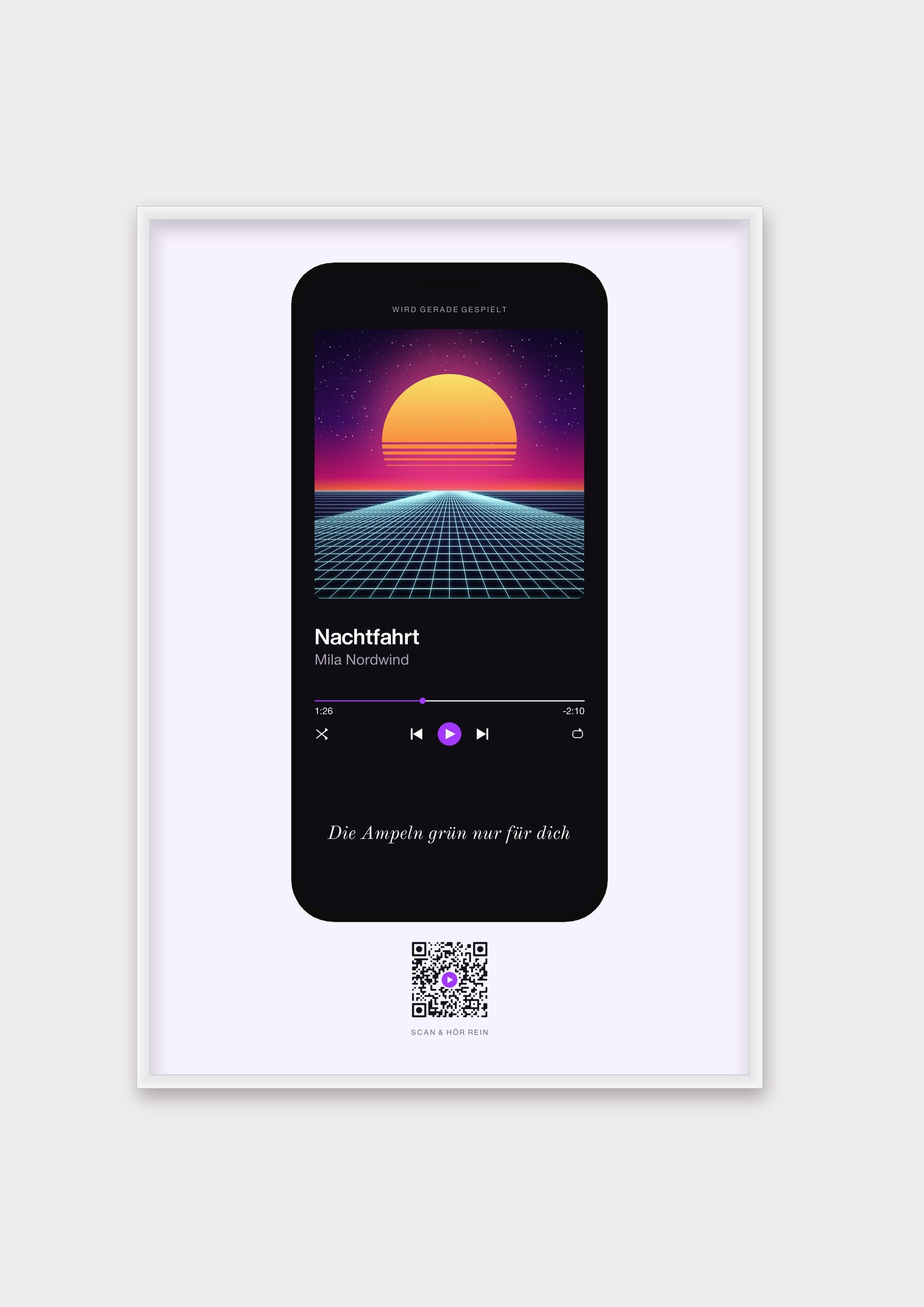 Song Player Poster 4 – Aluminiumrahmen Weiß