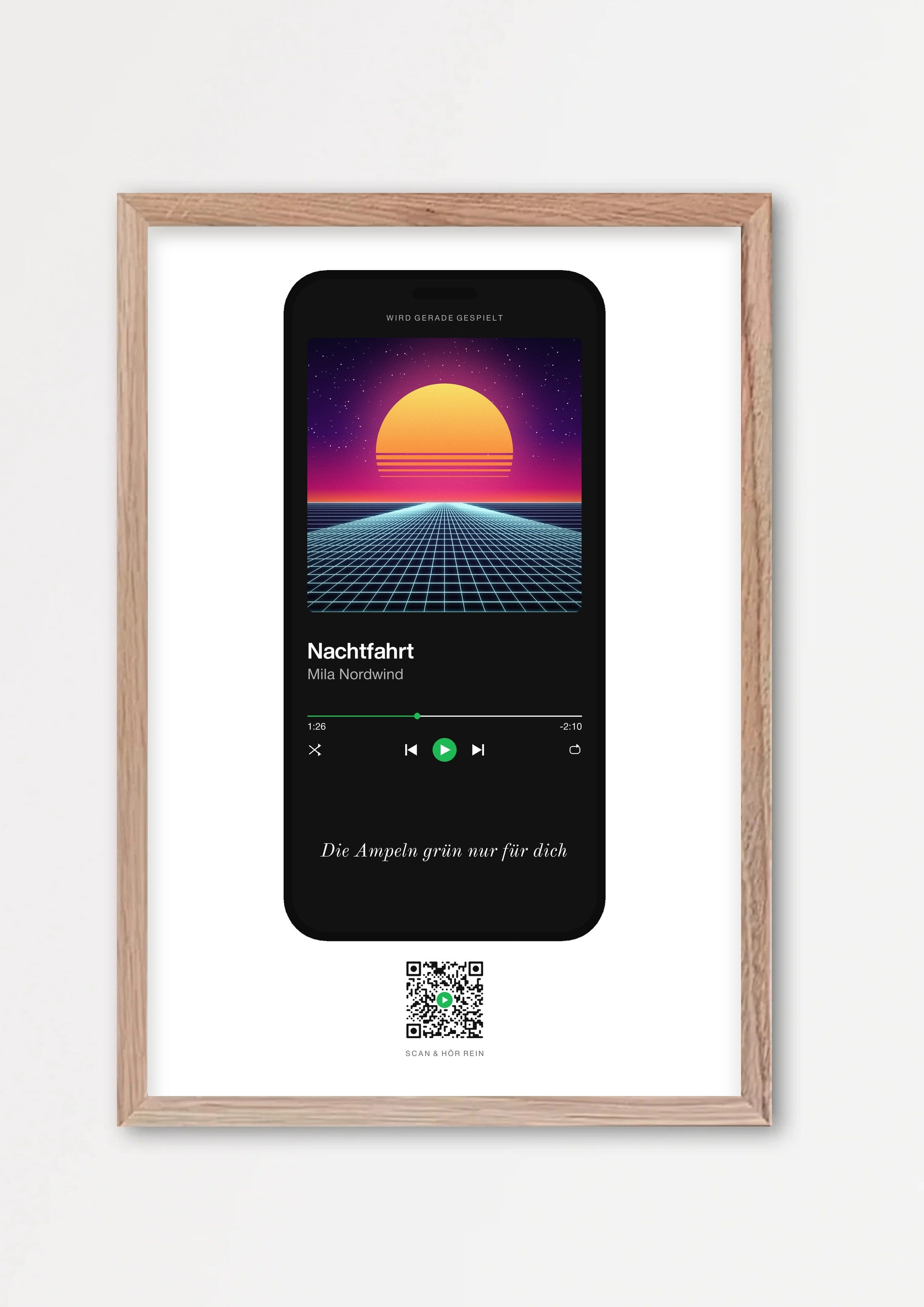 Song Player Poster 4 – Echtholzrahmen Natur