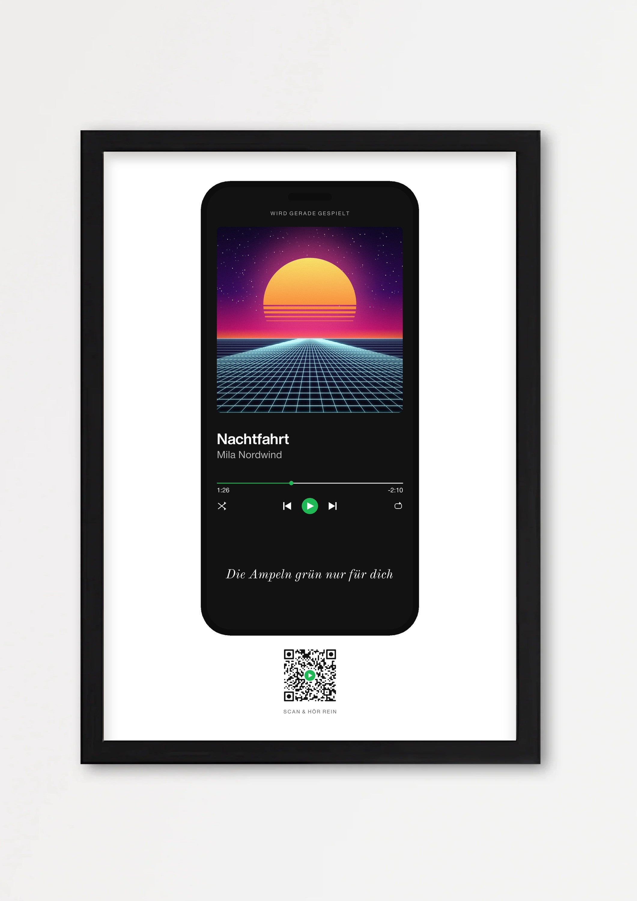 Song Player Poster 4 – Echtholzrahmen Schwarz