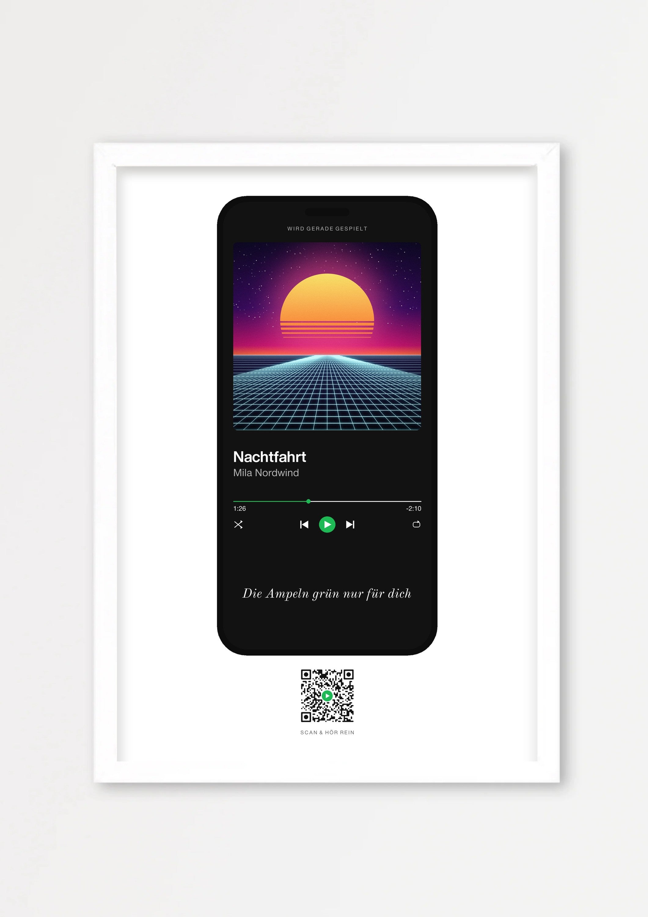 Song Player Poster 4 – Echtholzrahmen Weiß