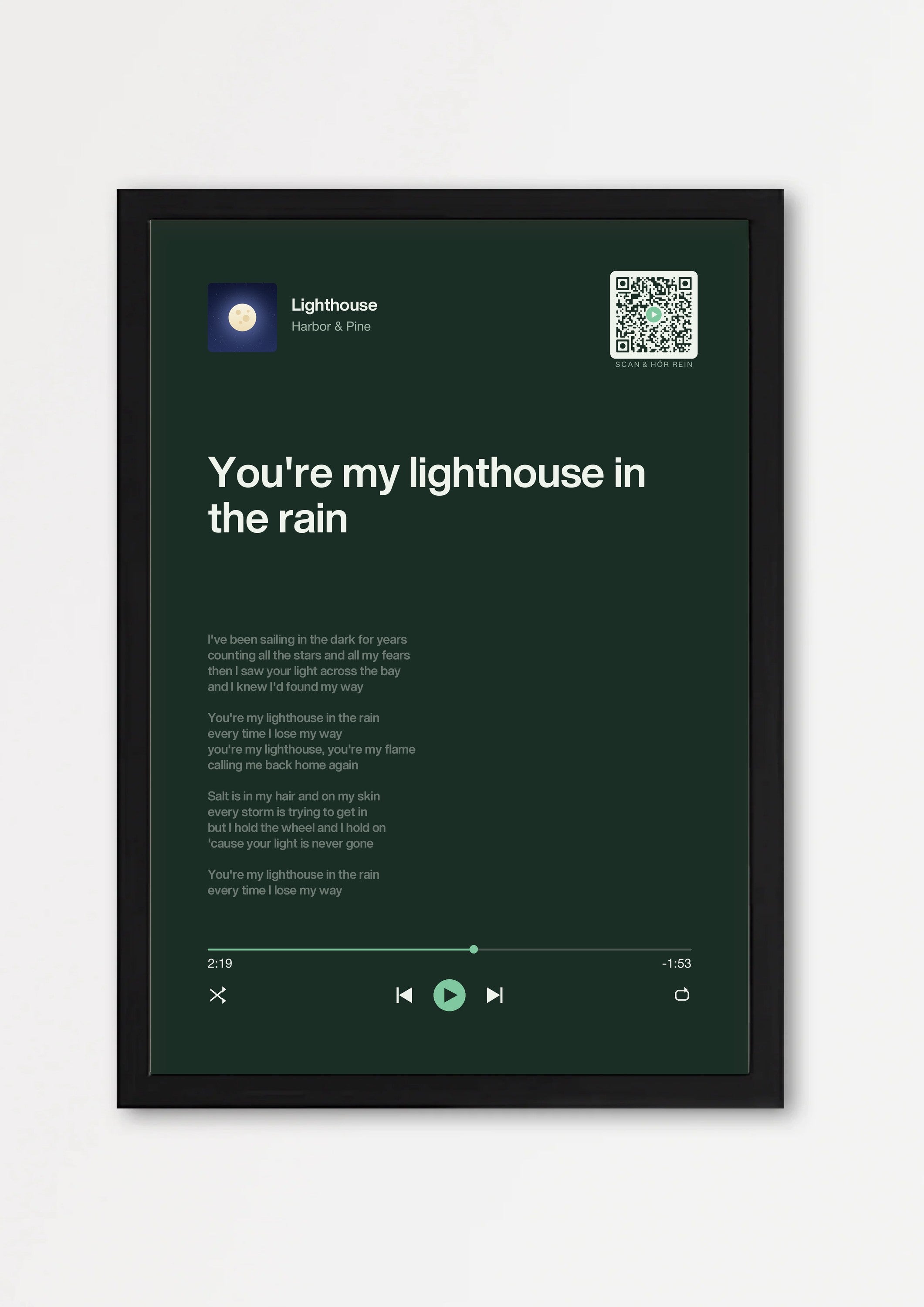 Song Player Poster 5 – Echtholzrahmen Schwarz