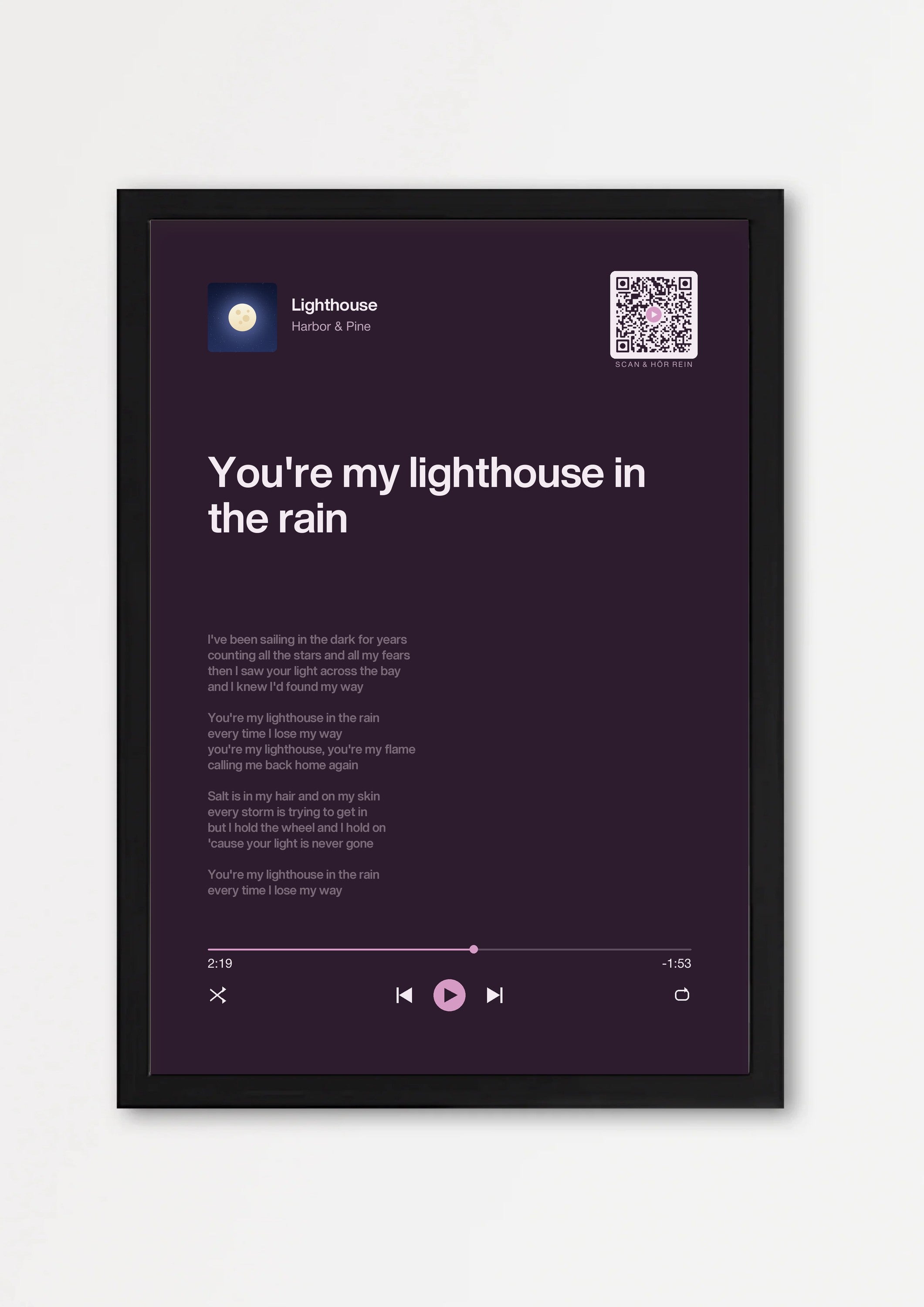 Song Player Poster 5 – Echtholzrahmen Schwarz