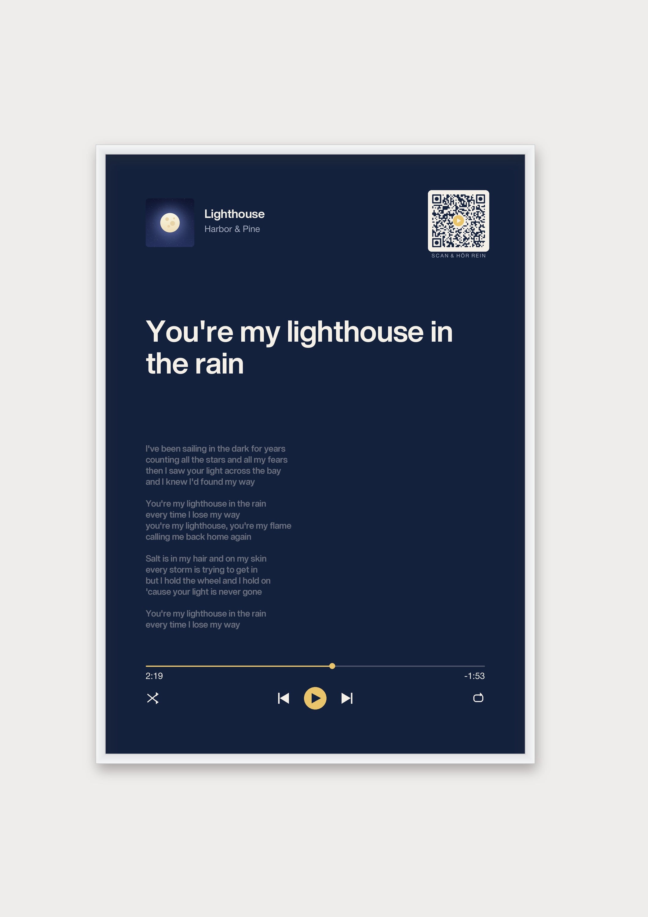 Song Player Poster 5 – Aluminiumrahmen Weiß