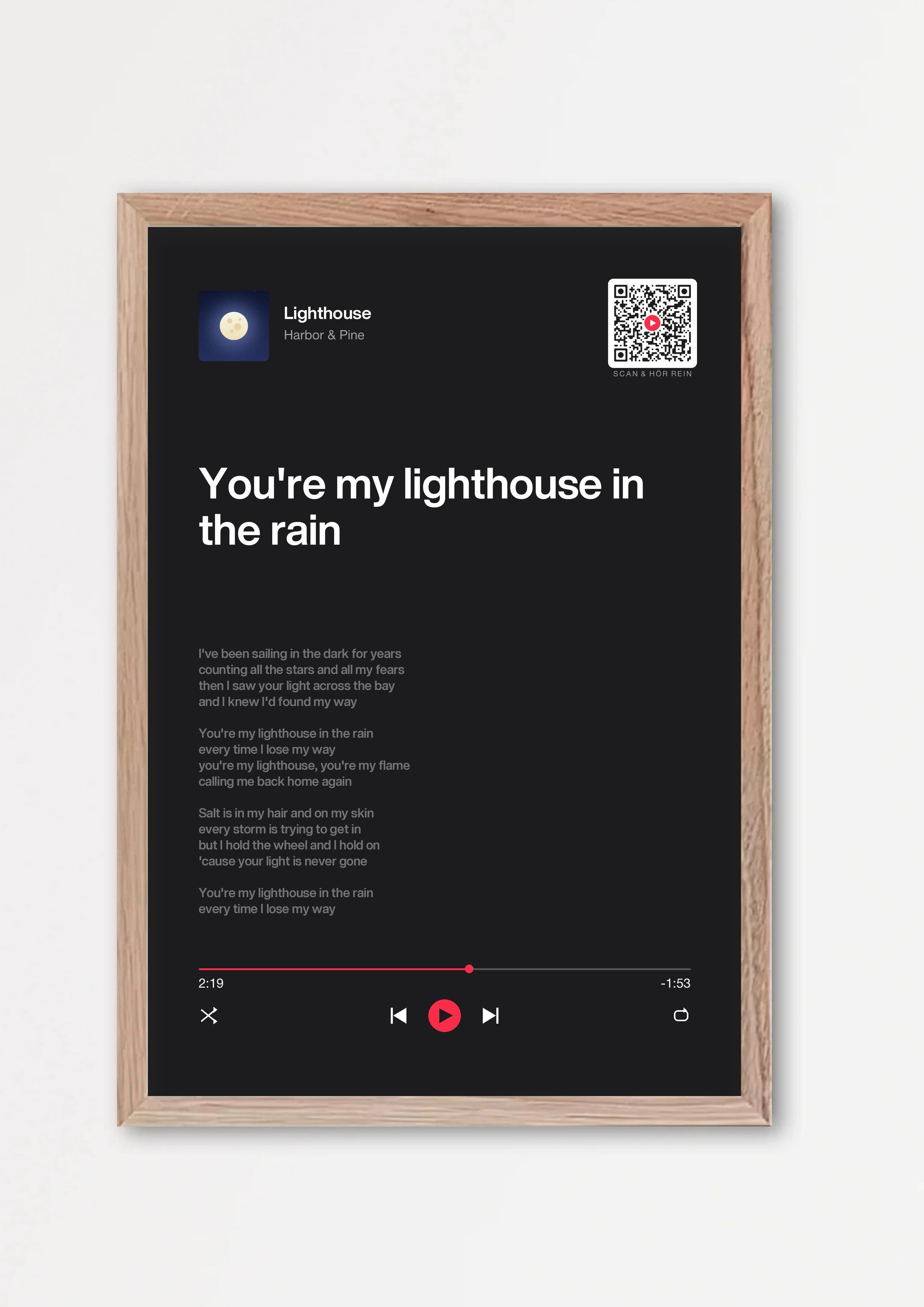 Song Player Poster 5 – Echtholzrahmen Natur