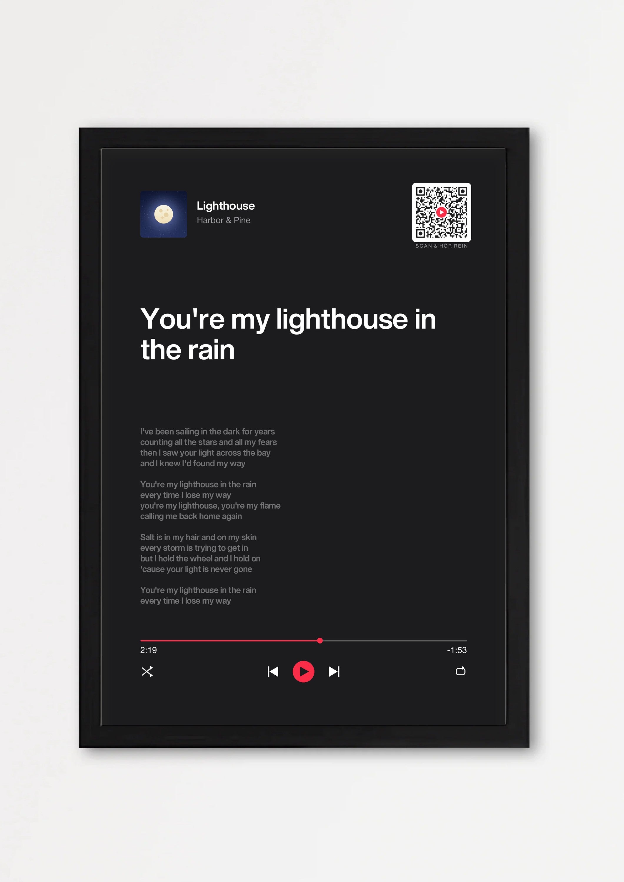 Song Player Poster 5 – Echtholzrahmen Schwarz