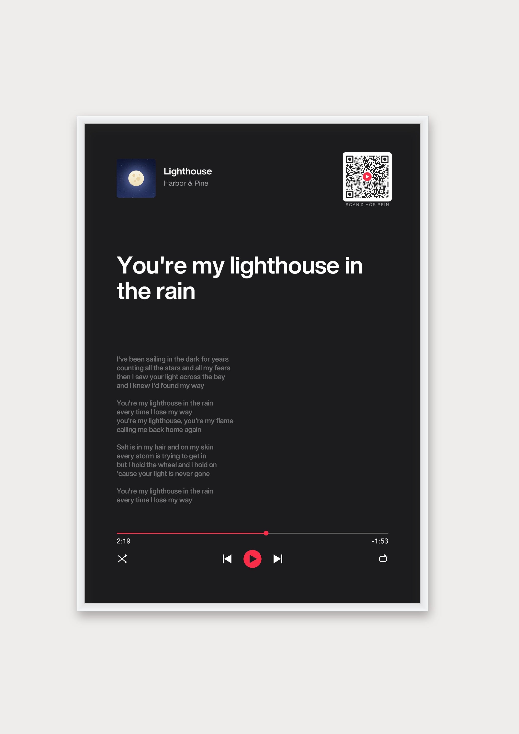 Song Player Poster 5 – Aluminiumrahmen Weiß