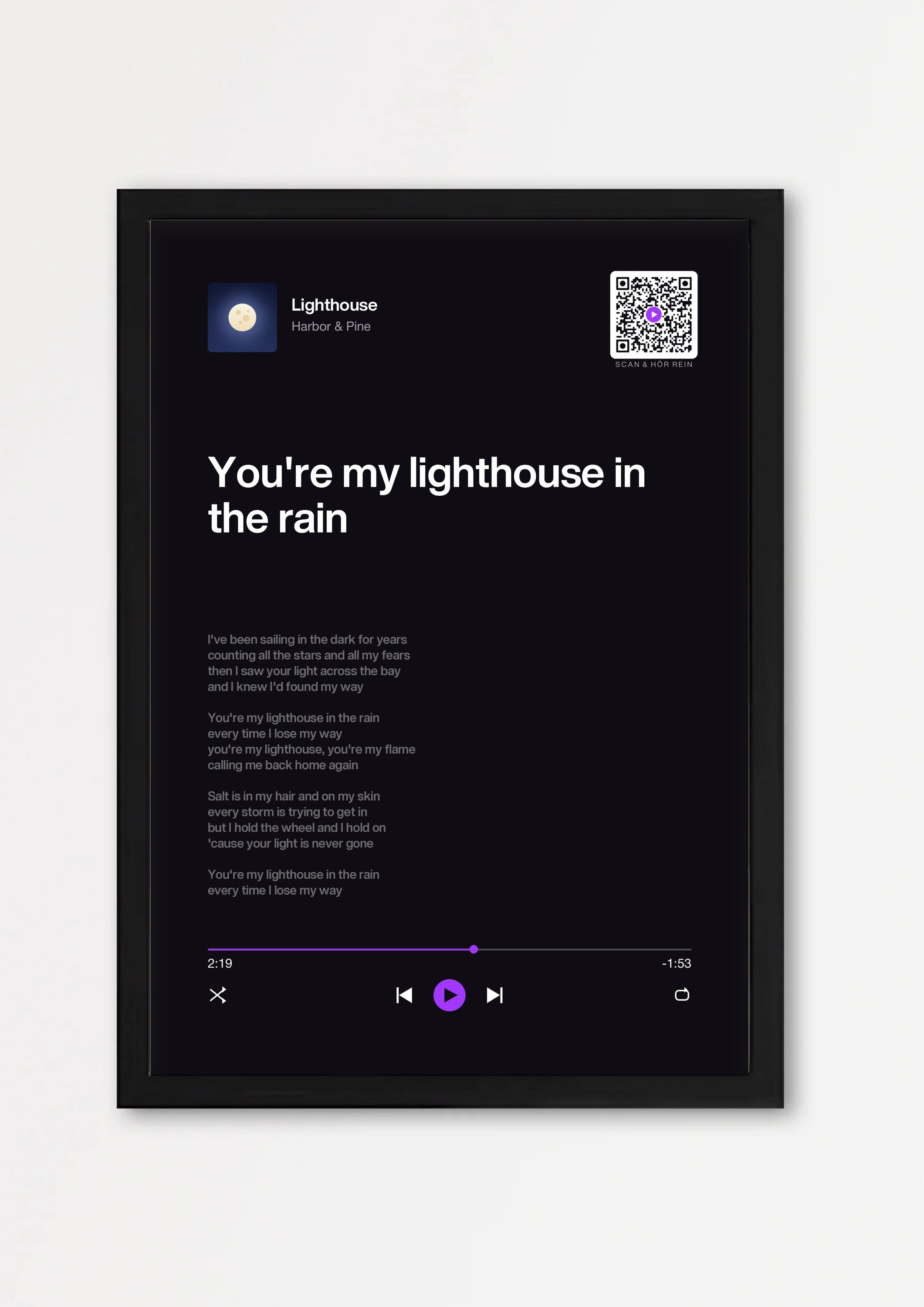 Song Player Poster 5 – Echtholzrahmen Schwarz