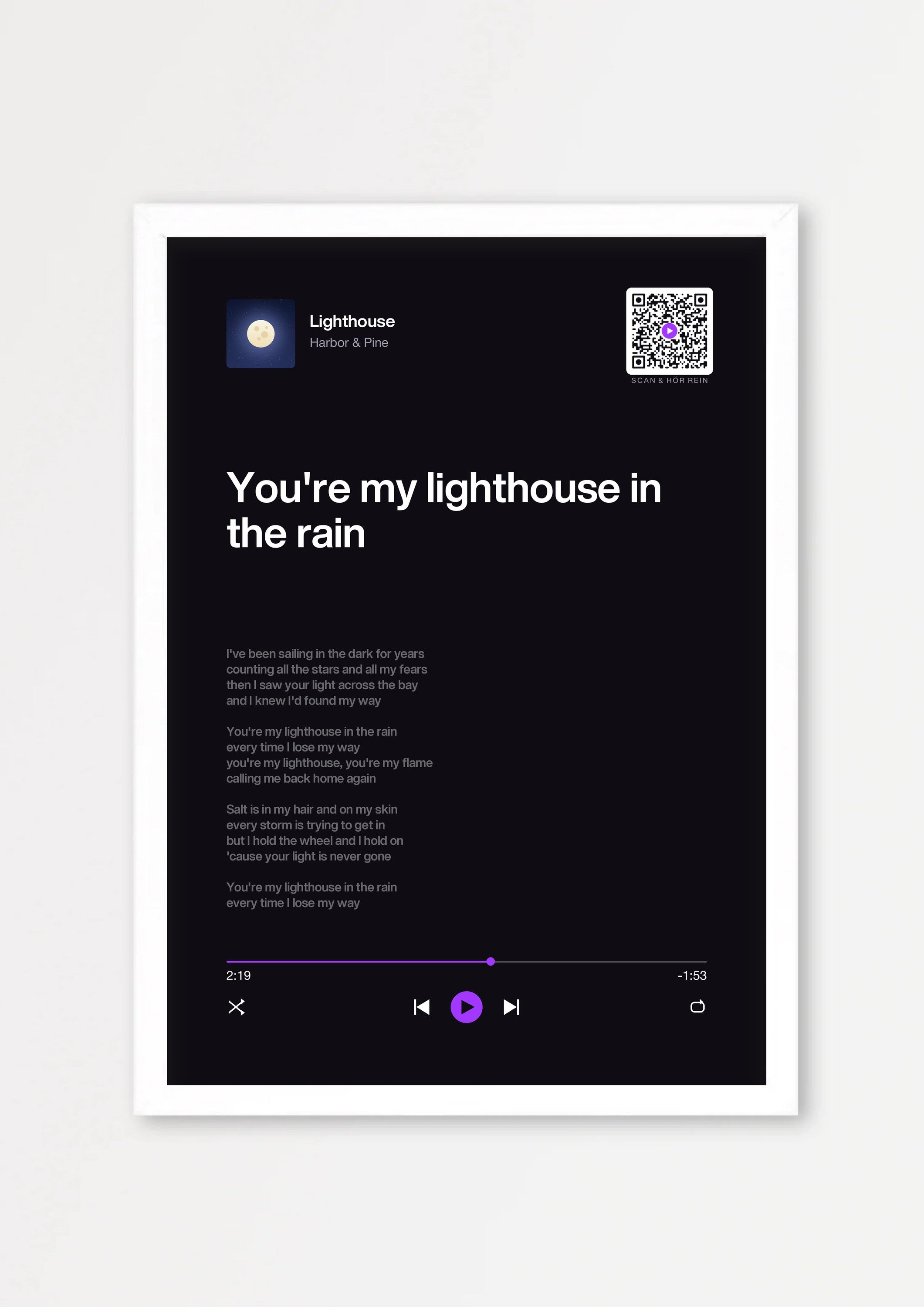 Song Player Poster 5 – Echtholzrahmen Weiß
