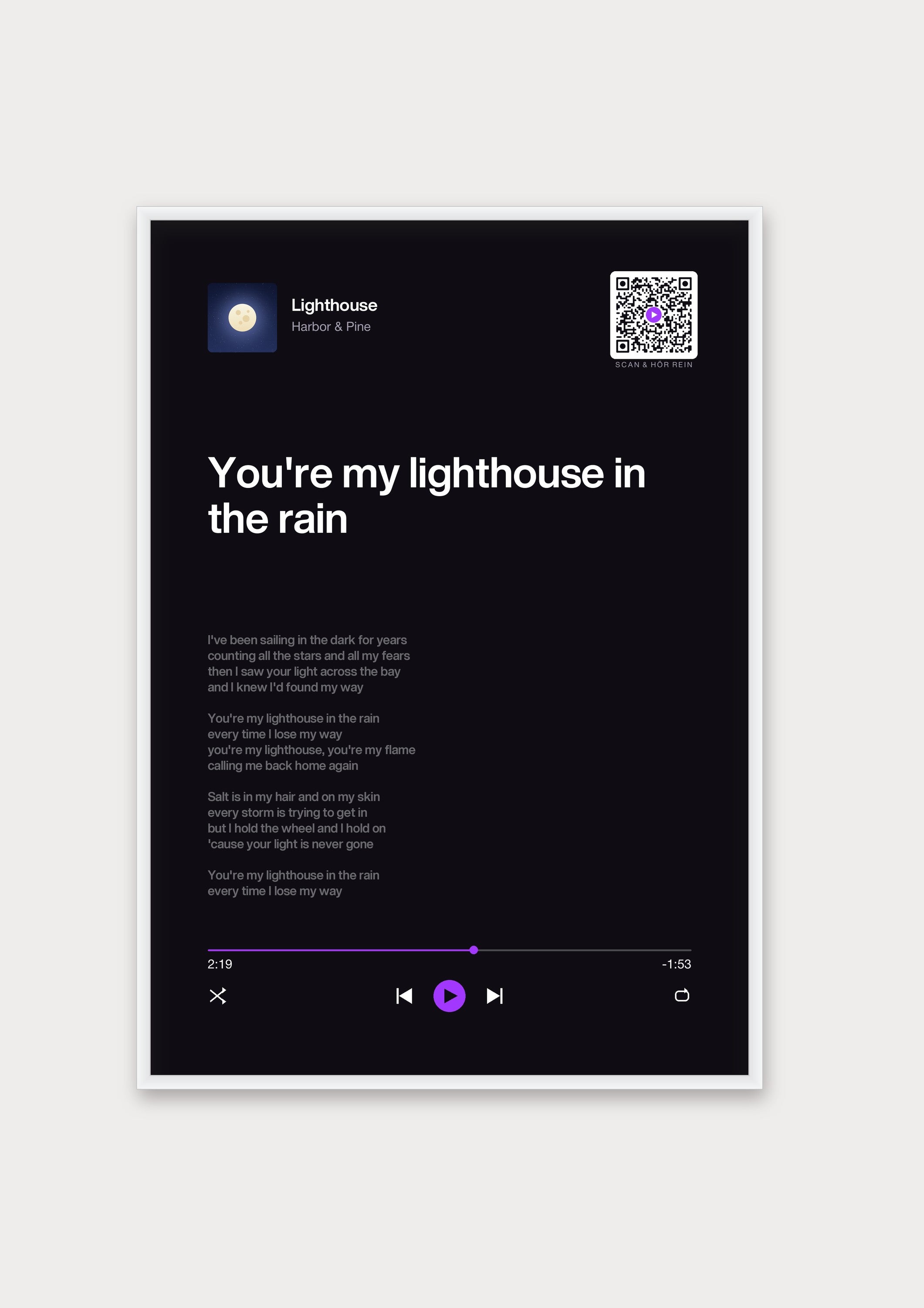 Song Player Poster 5 – Aluminiumrahmen Weiß