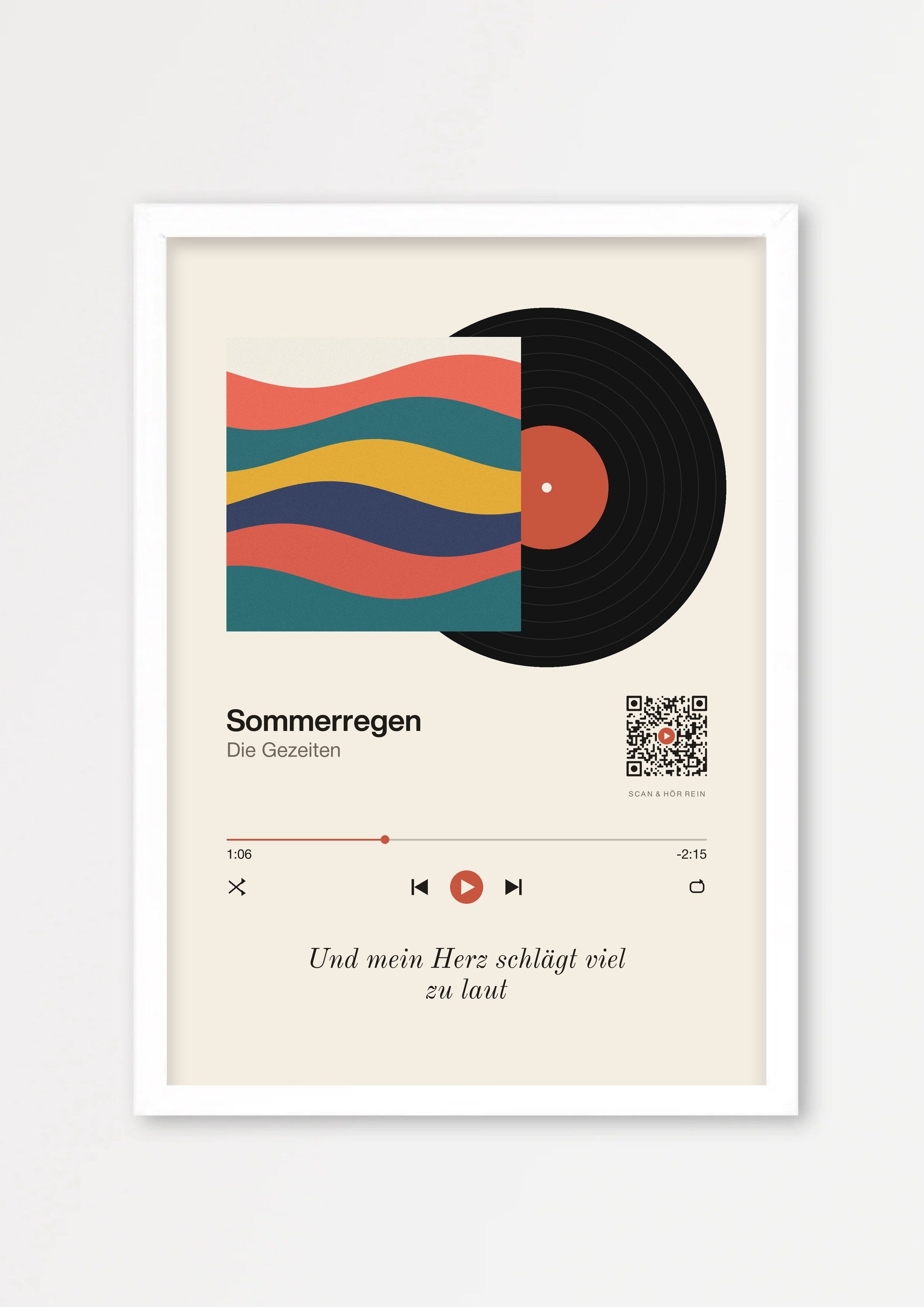 Song Player Poster 6 – Echtholzrahmen Weiß