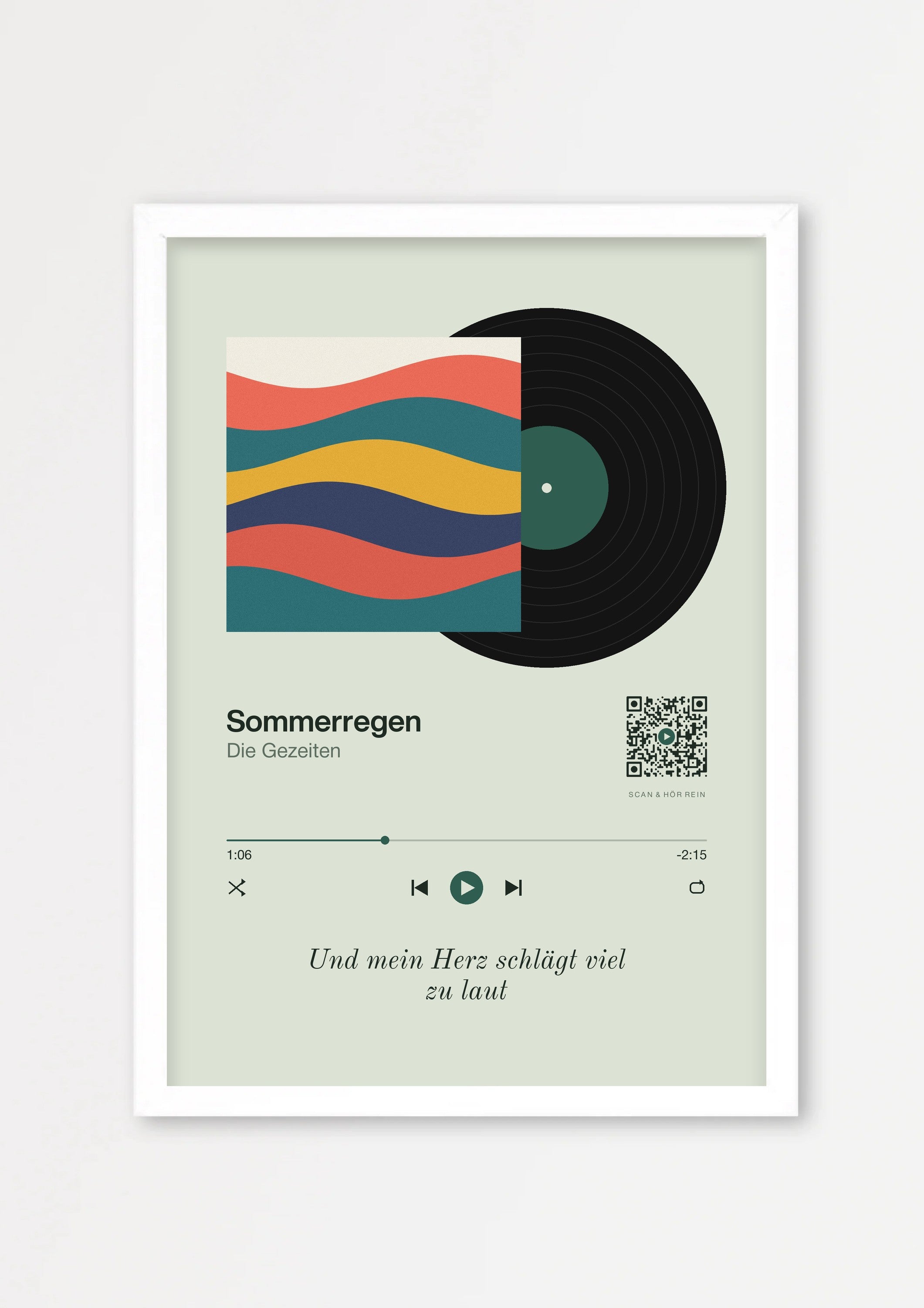 Song Player Poster 6 – Echtholzrahmen Weiß