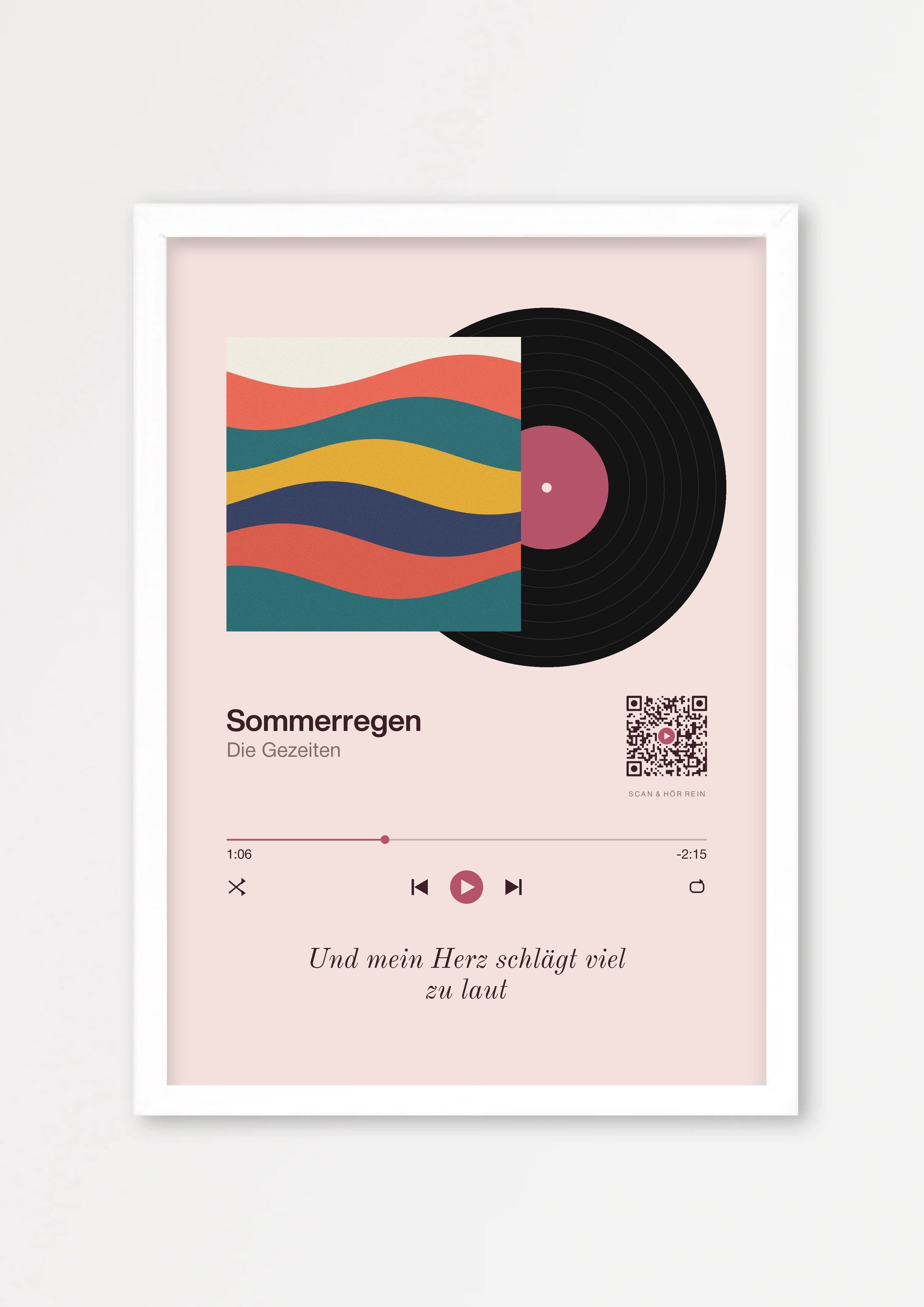 Song Player Poster 6 – Echtholzrahmen Weiß