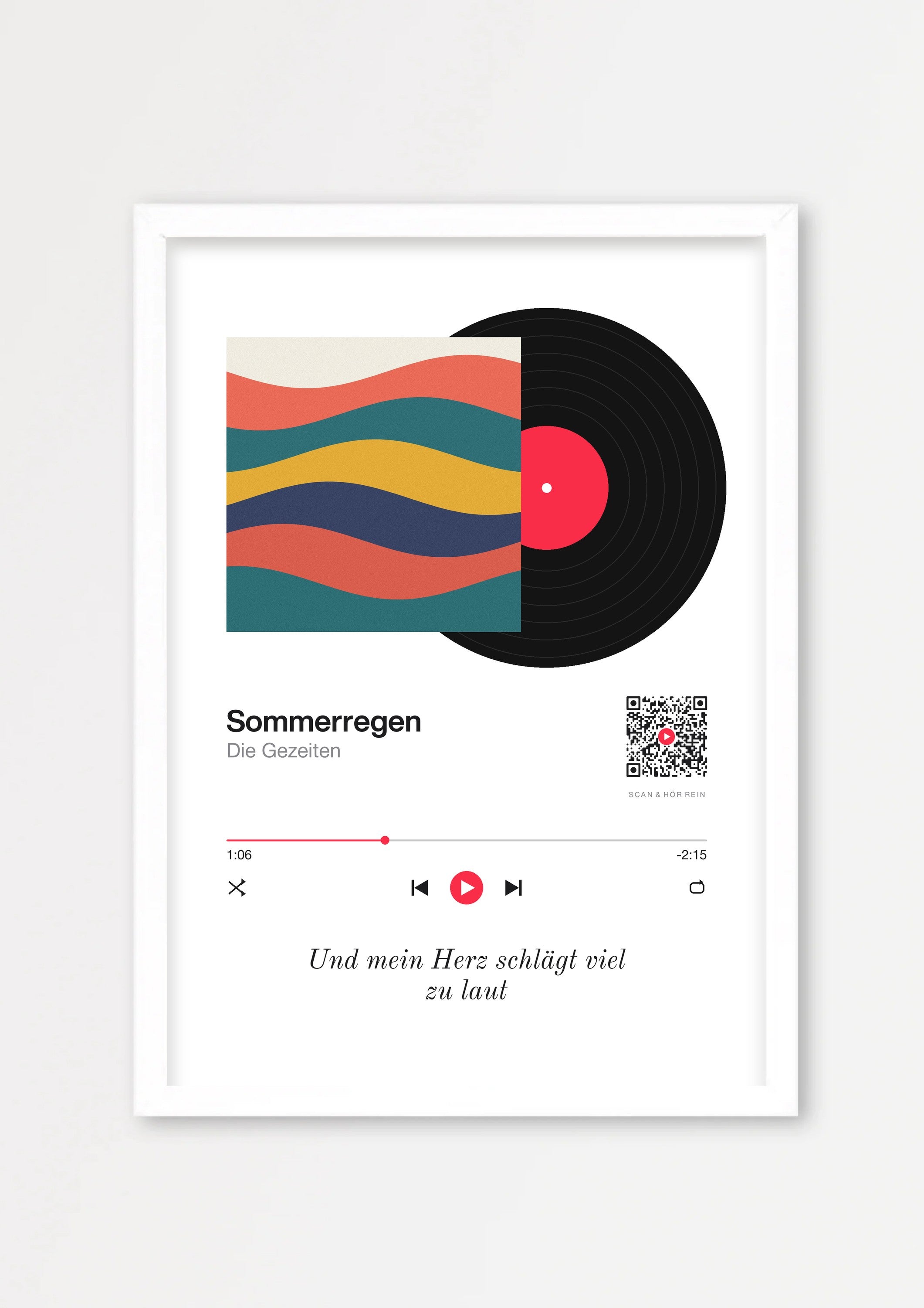 Song Player Poster 6 – Echtholzrahmen Weiß