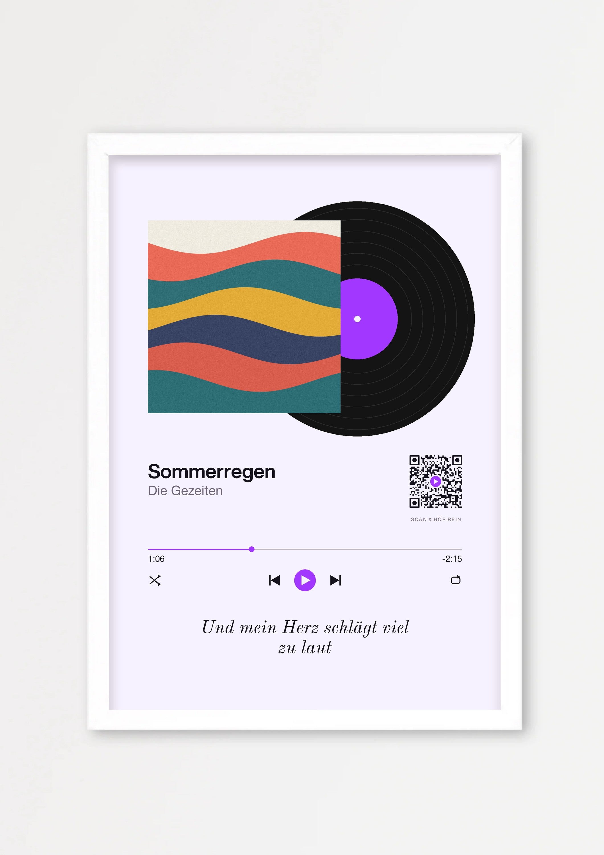 Song Player Poster 6 – Echtholzrahmen Weiß