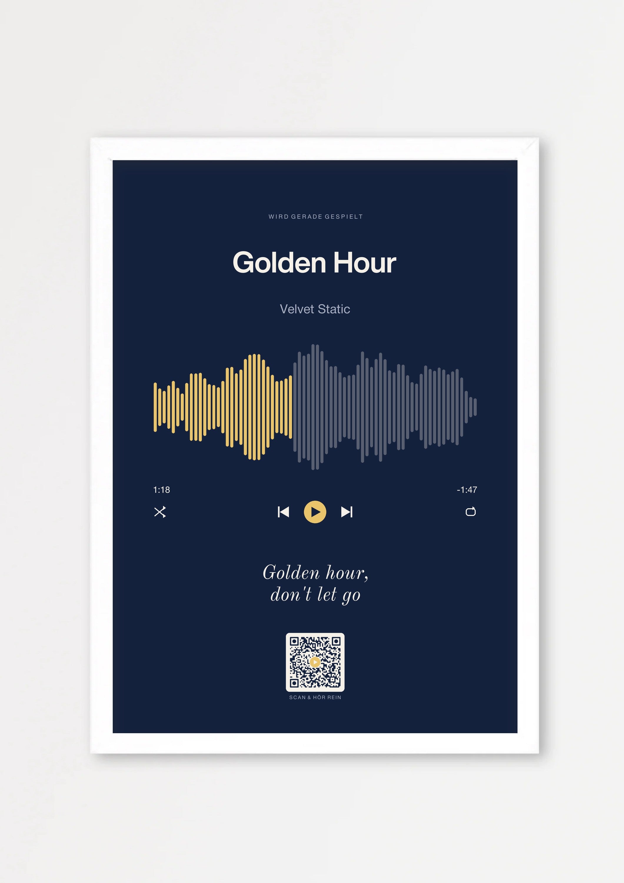 Song Player Poster 7 – Echtholzrahmen Weiß
