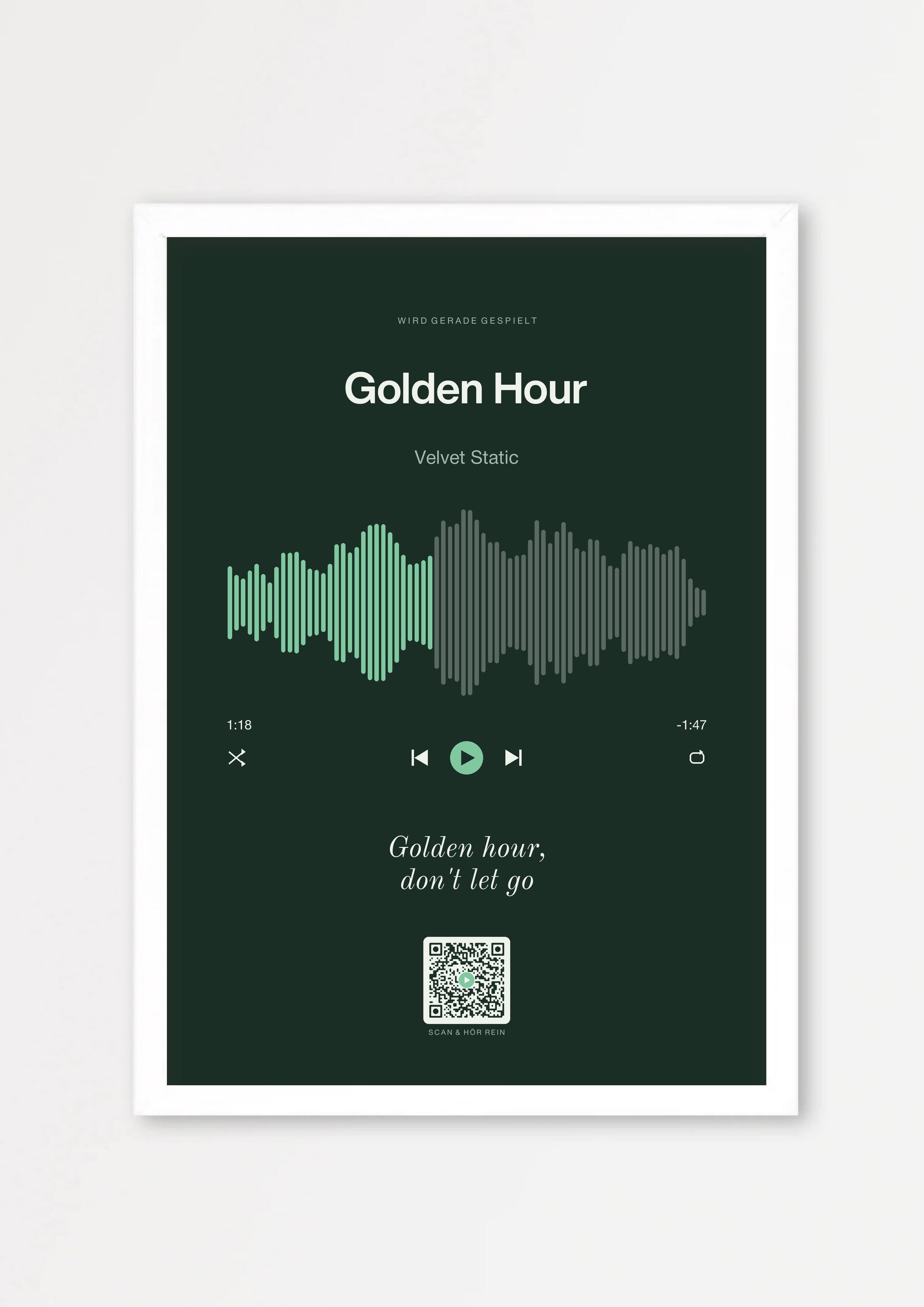 Song Player Poster 7 – Echtholzrahmen Weiß