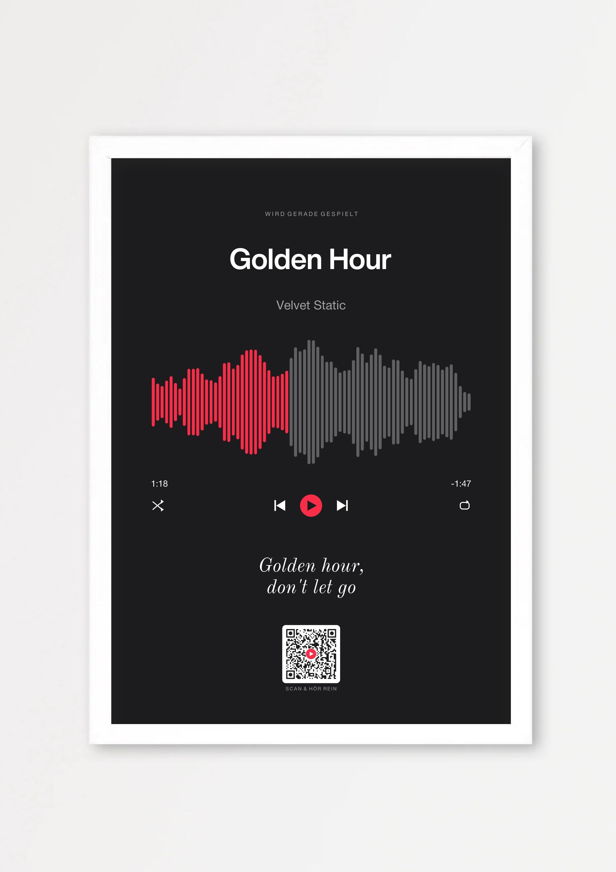 Song Player Poster 7 – Echtholzrahmen Weiß