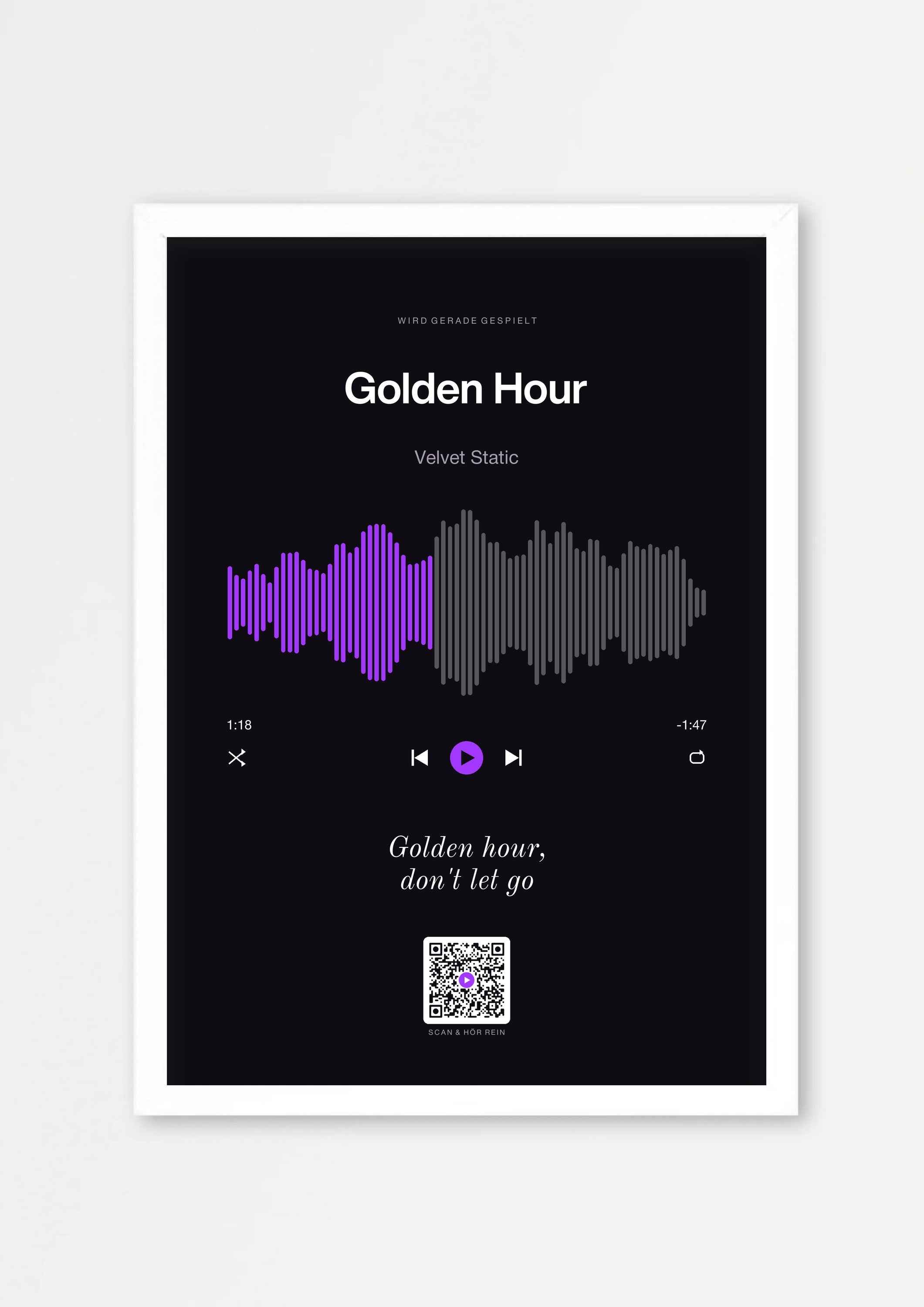 Song Player Poster 7 – Echtholzrahmen Weiß
