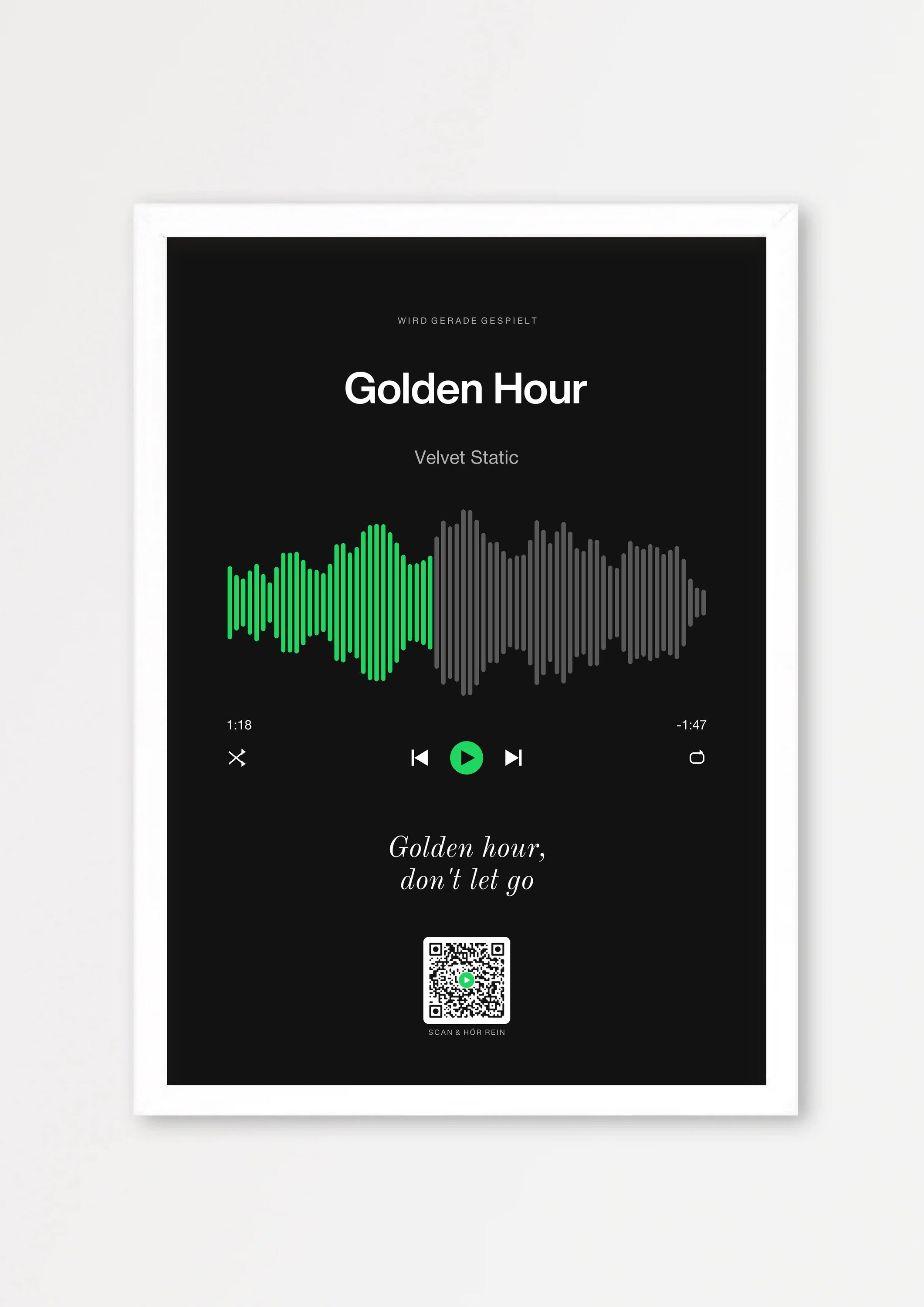 Song Player Poster 7 – Echtholzrahmen Weiß