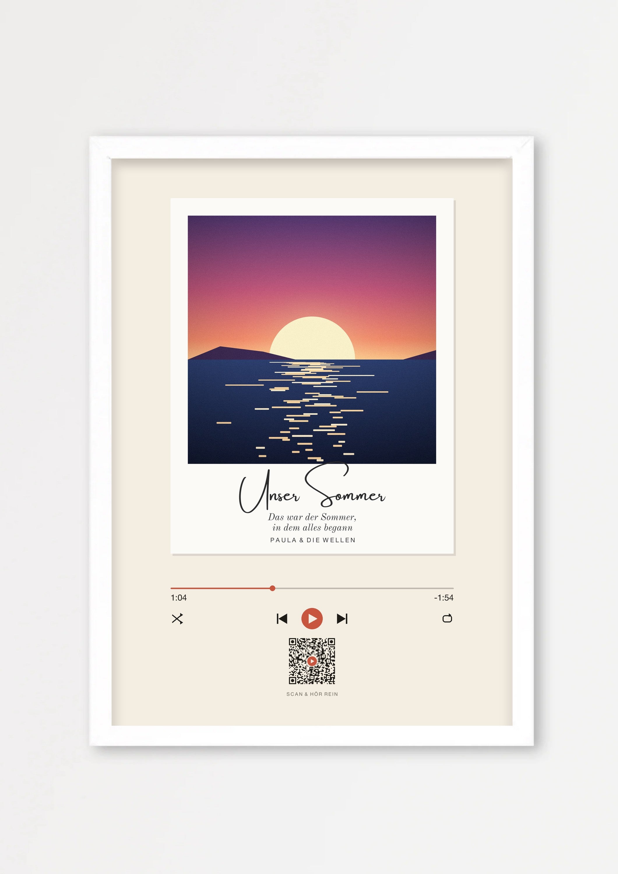 Song Player Poster 8 – Echtholzrahmen Weiß