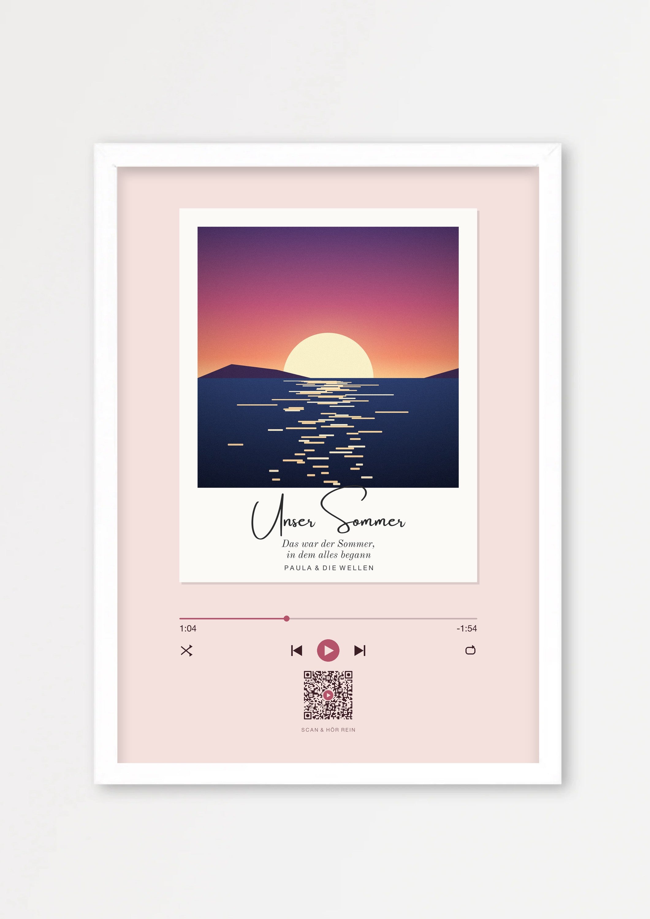 Song Player Poster 8 – Echtholzrahmen Weiß