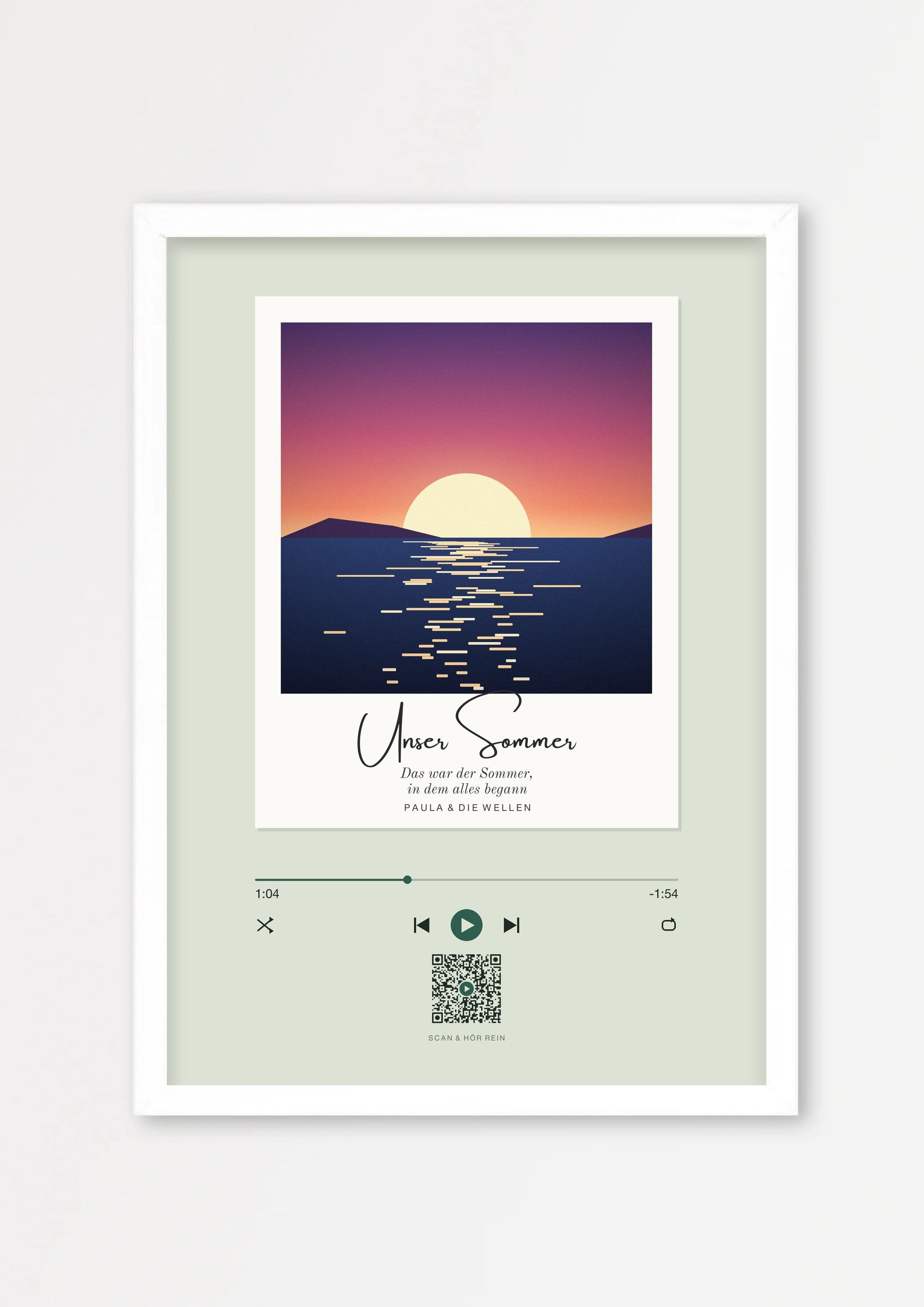 Song Player Poster 8 – Echtholzrahmen Weiß