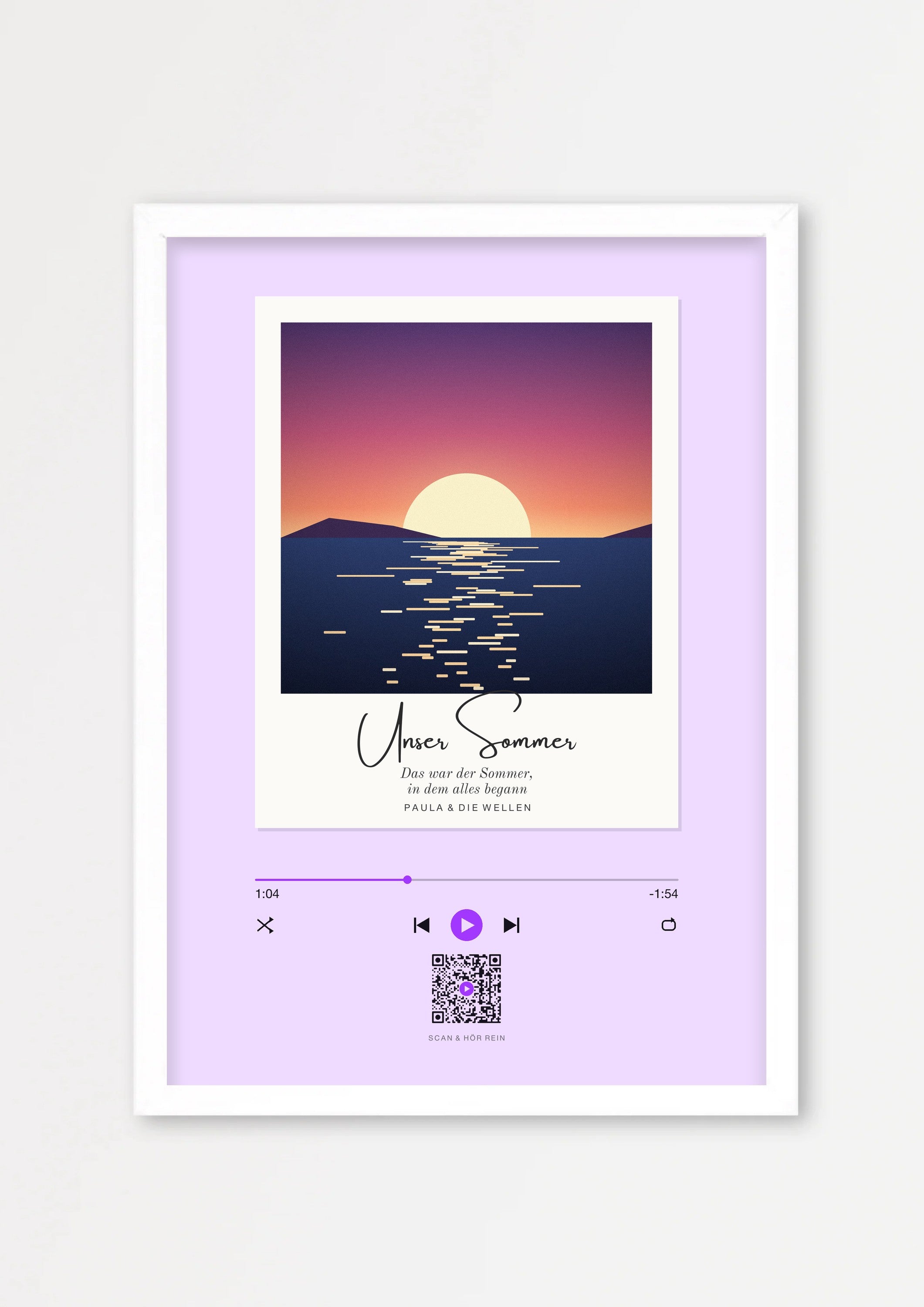 Song Player Poster 8 – Echtholzrahmen Weiß