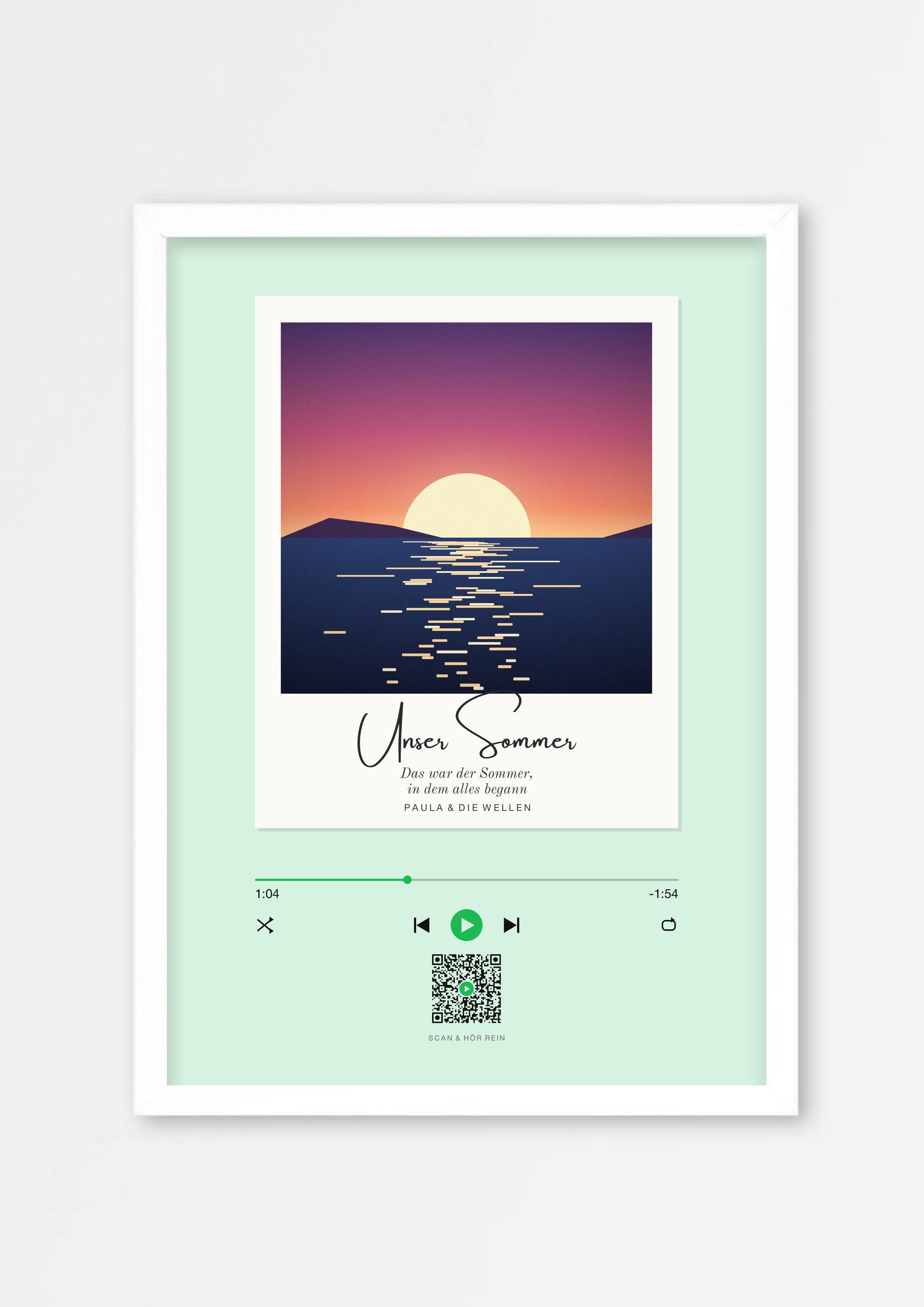Song Player Poster 8 – Echtholzrahmen Weiß