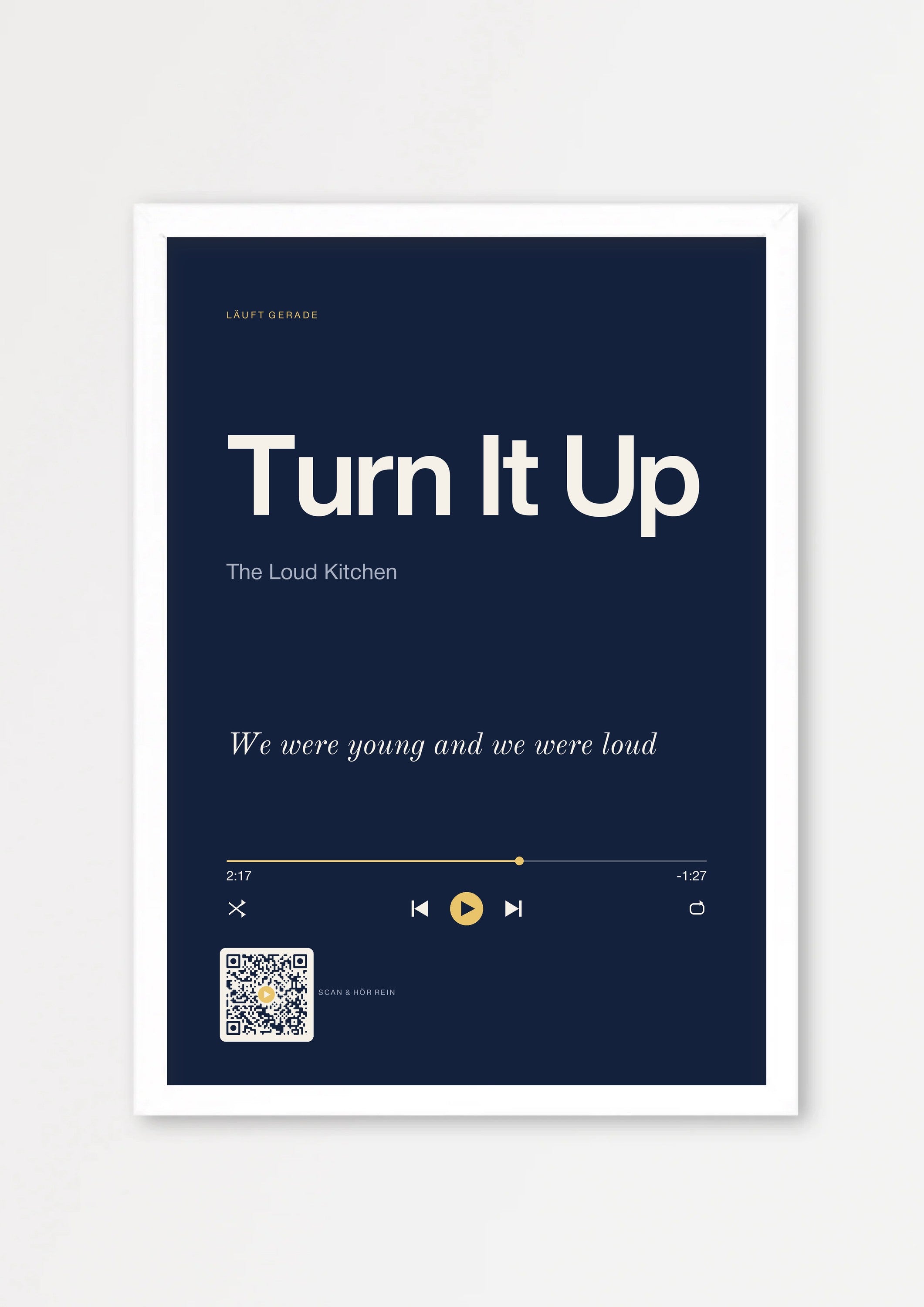 Song Player Poster 9 – Echtholzrahmen Weiß