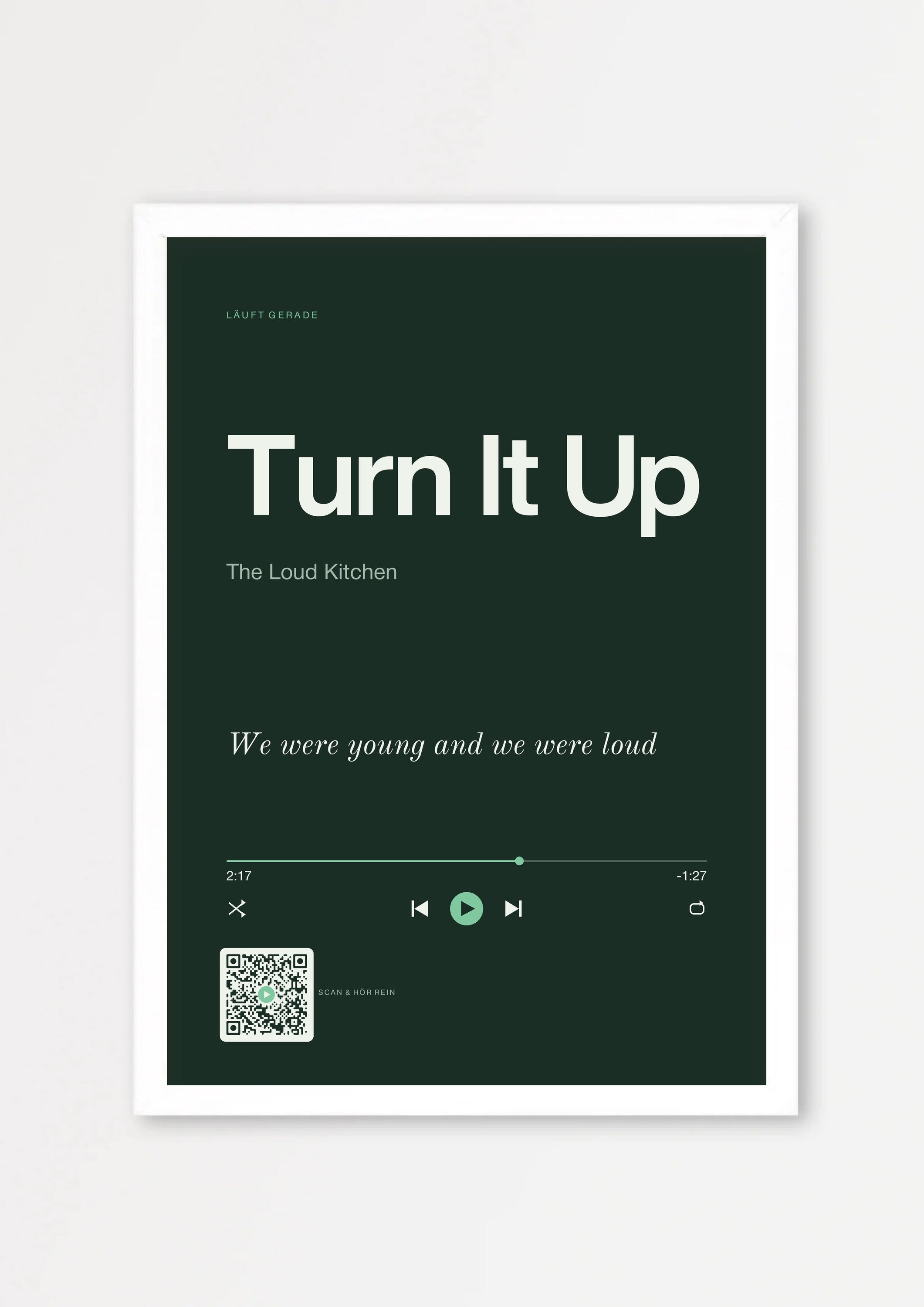 Song Player Poster 9 – Echtholzrahmen Weiß