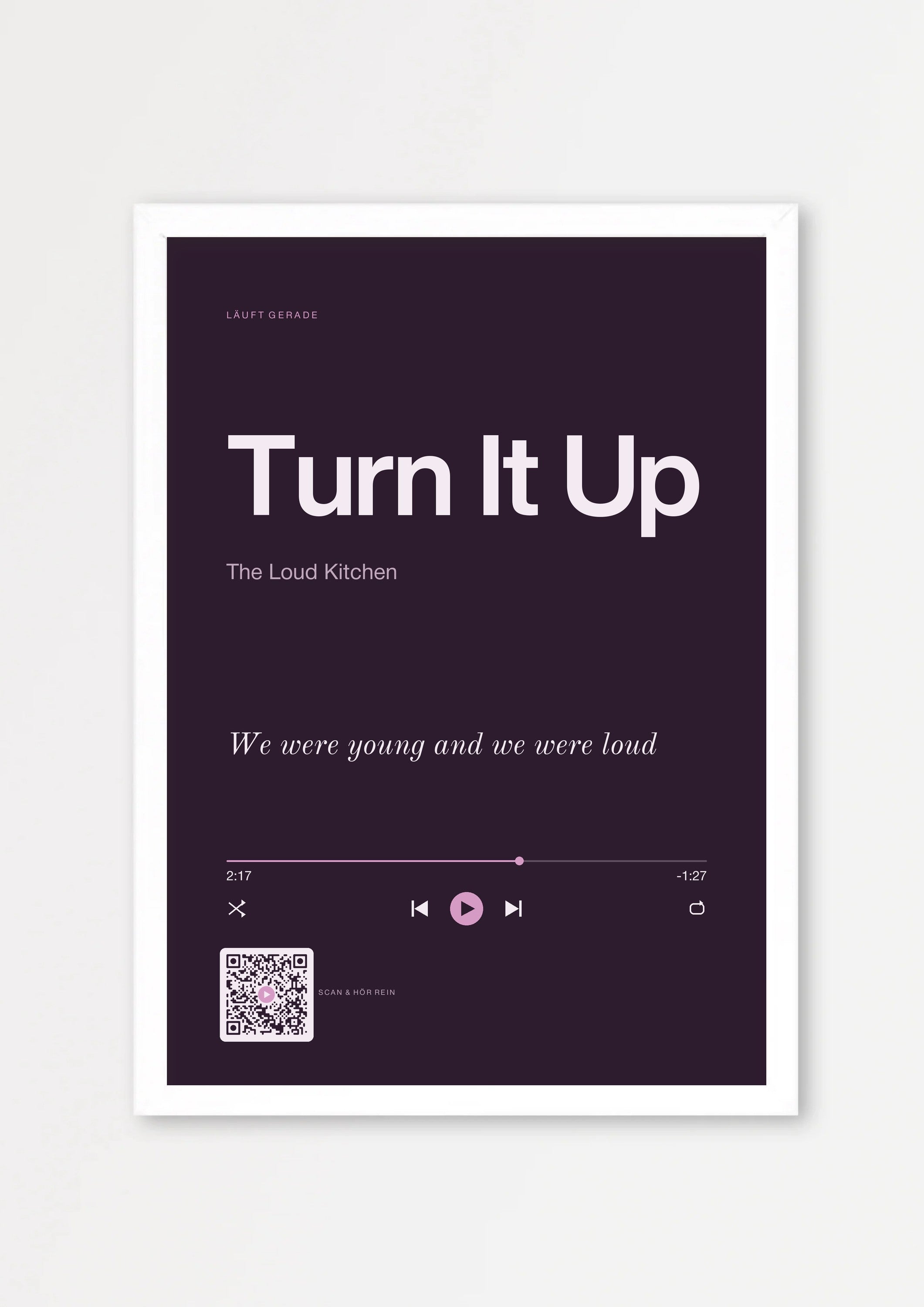 Song Player Poster 9 – Echtholzrahmen Weiß