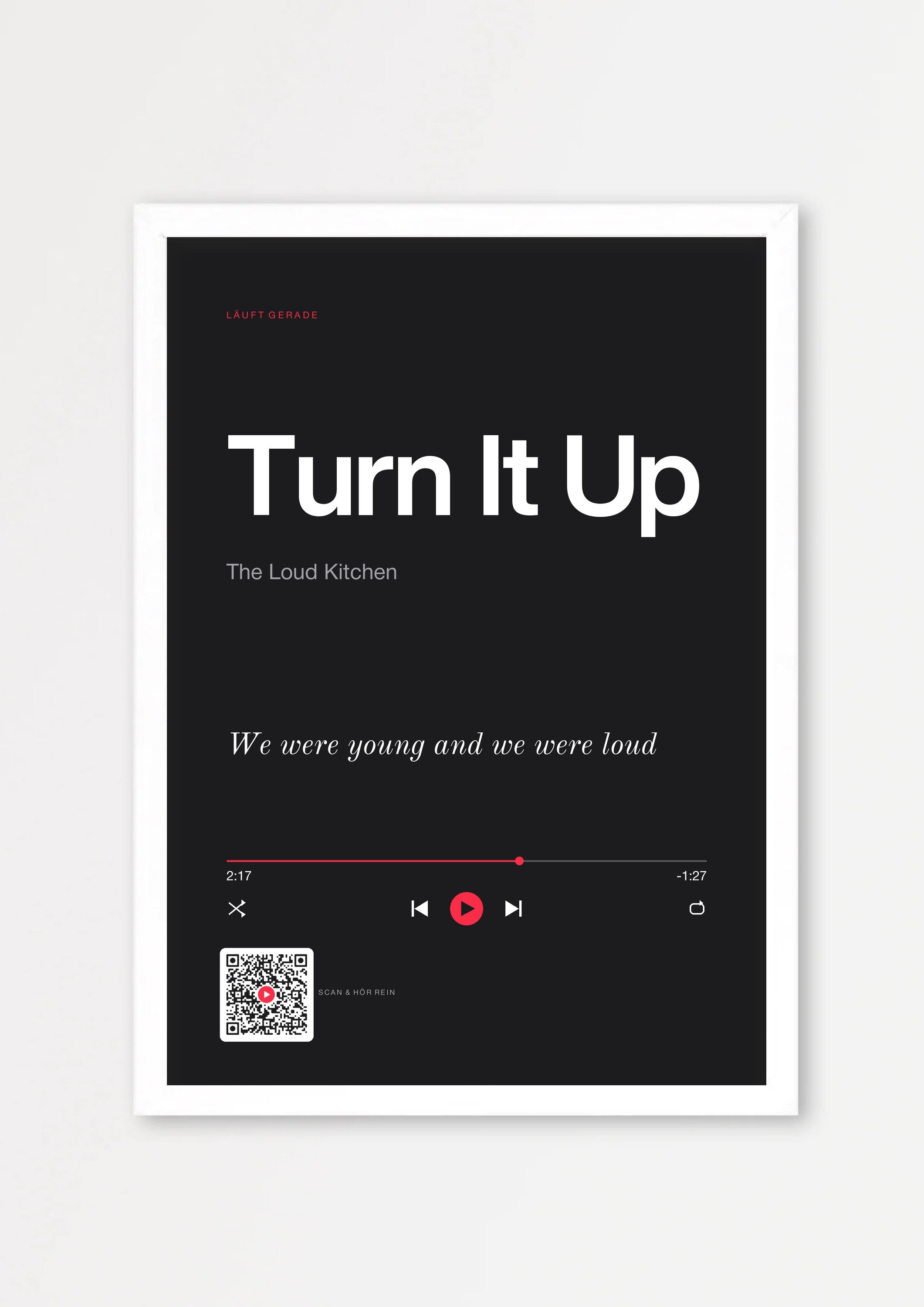 Song Player Poster 9 – Echtholzrahmen Weiß