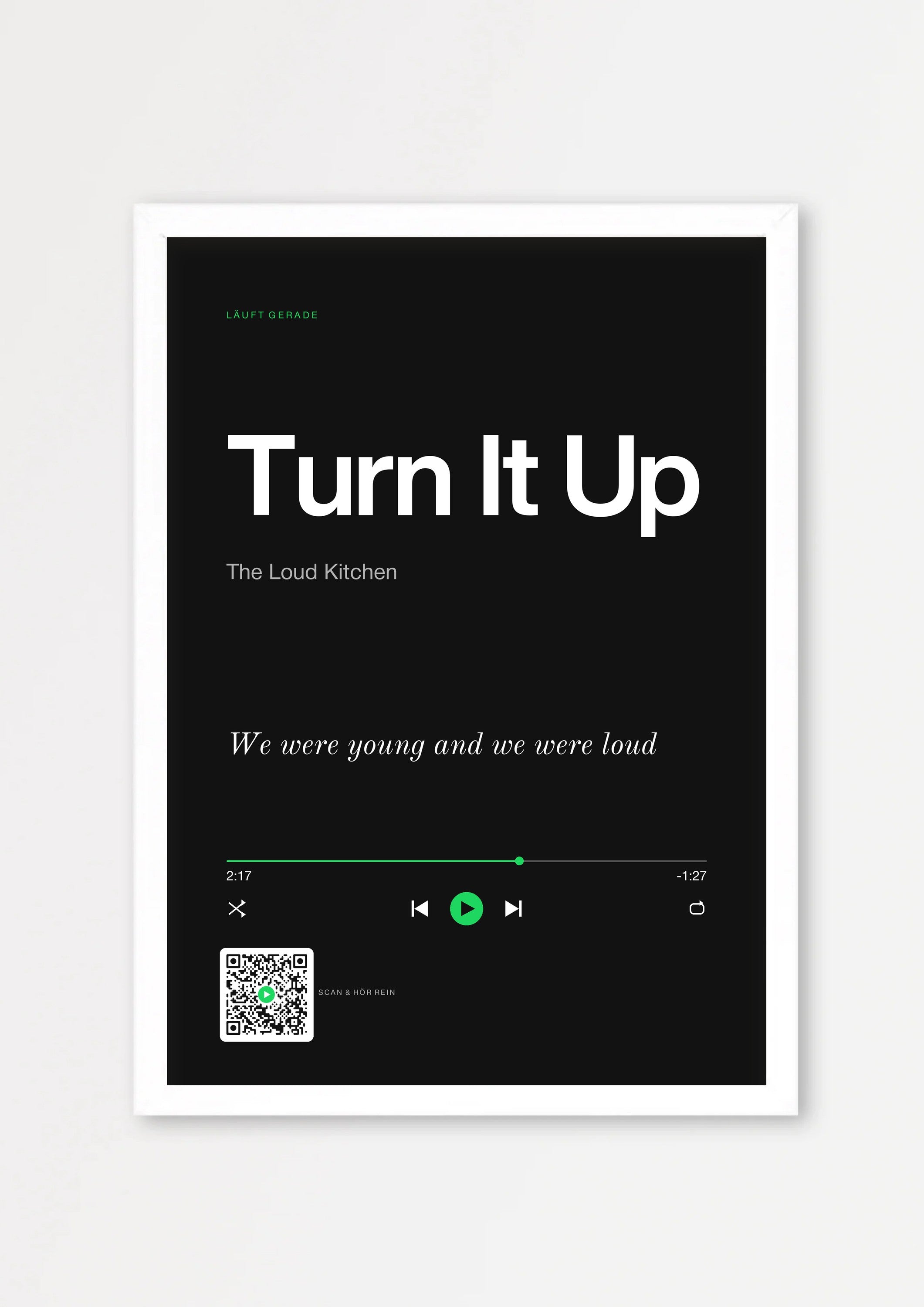 Song Player Poster 9 – Echtholzrahmen Weiß