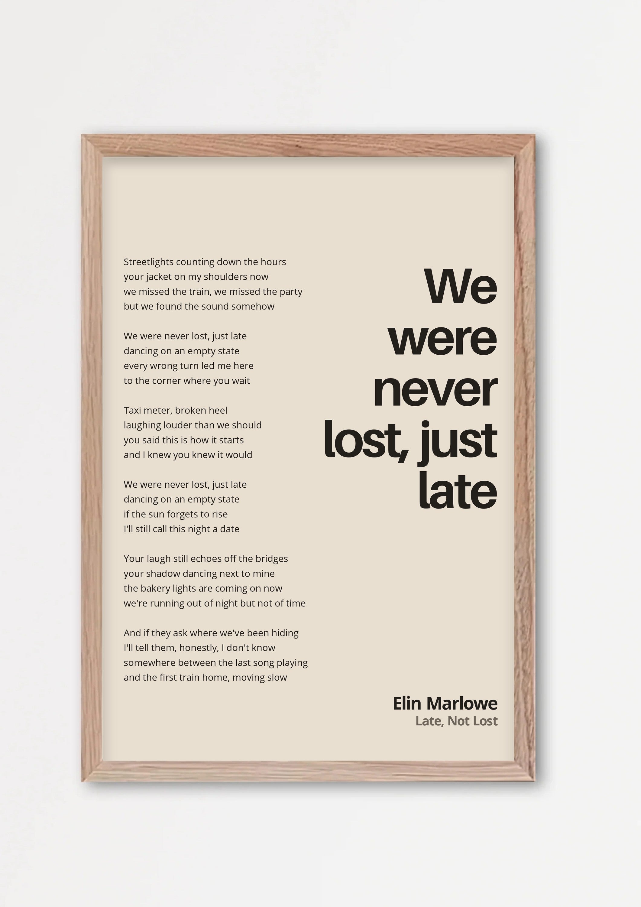 Songtext mit Zitat Poster 1 – Echtholzrahmen Natur