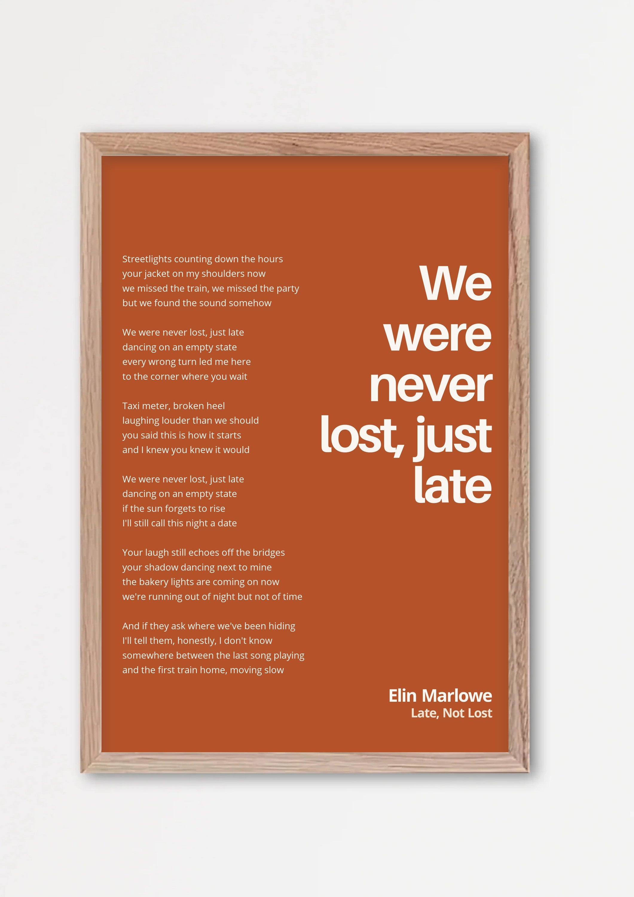 Songtext mit Zitat Poster 1 – Echtholzrahmen Natur