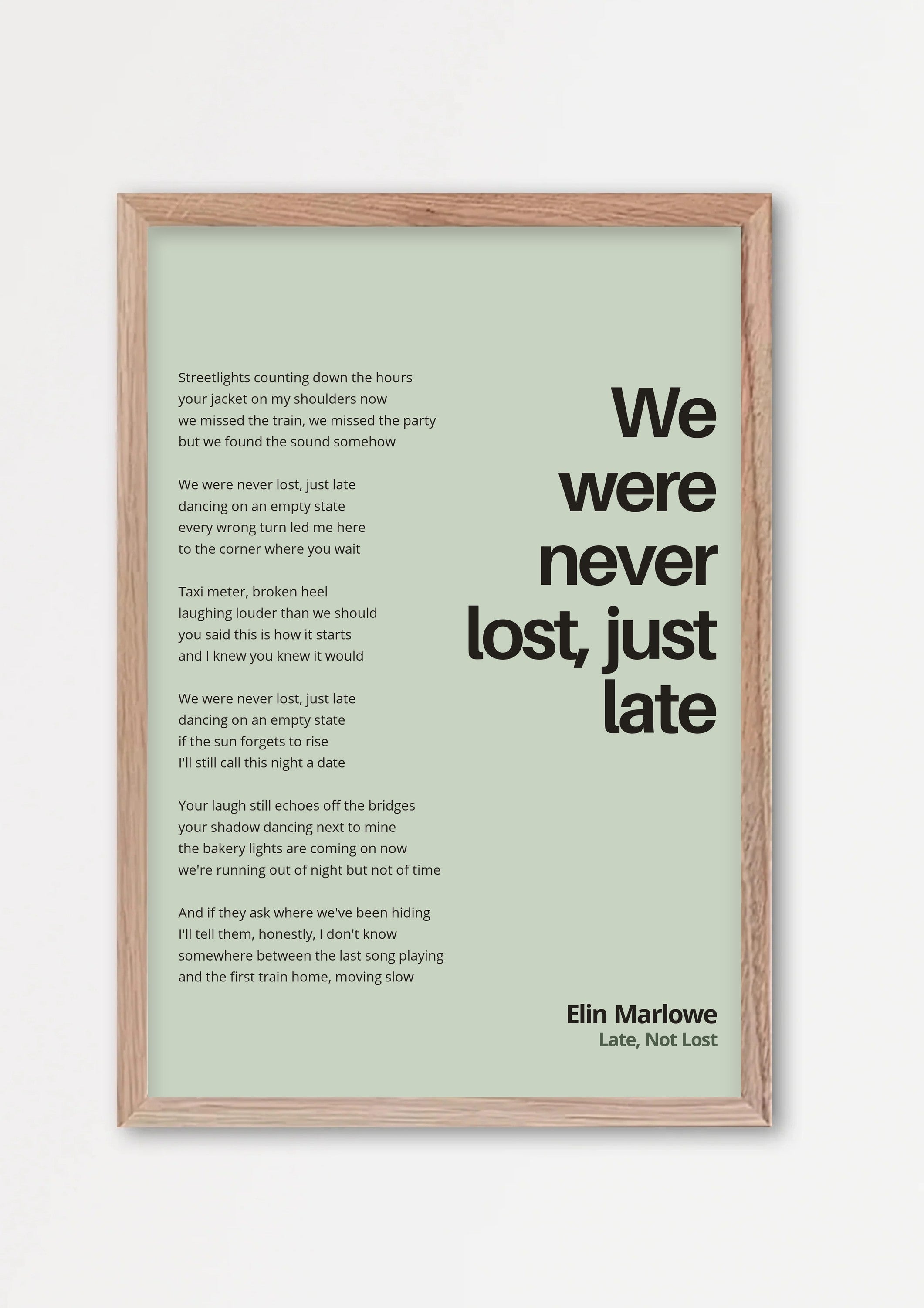 Songtext mit Zitat Poster 1 – Echtholzrahmen Natur