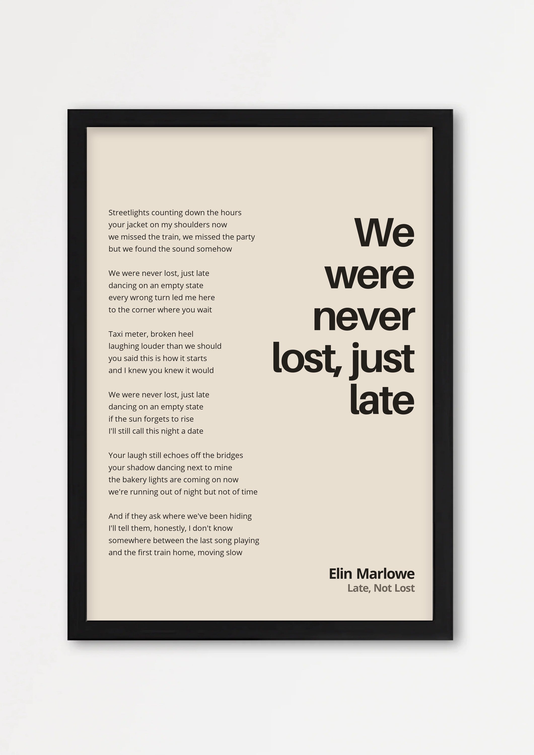 Songtext mit Zitat Poster 1 – Echtholzrahmen Schwarz