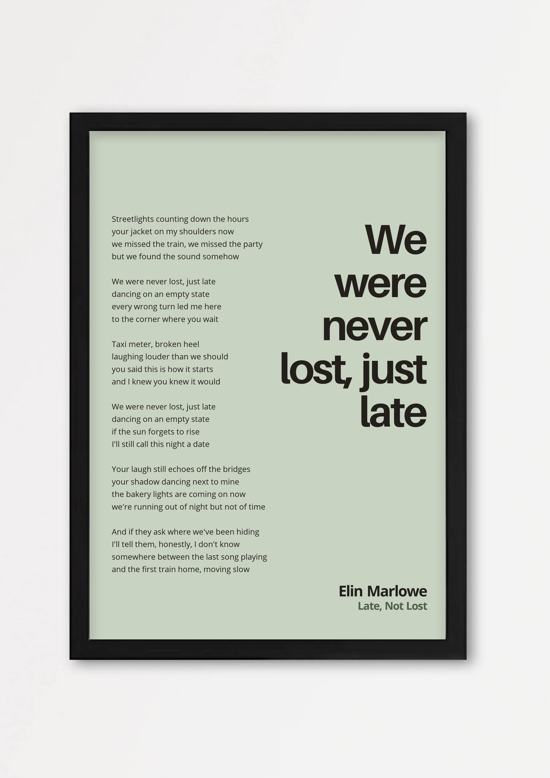 Songtext mit Zitat Poster 1 – Echtholzrahmen Schwarz
