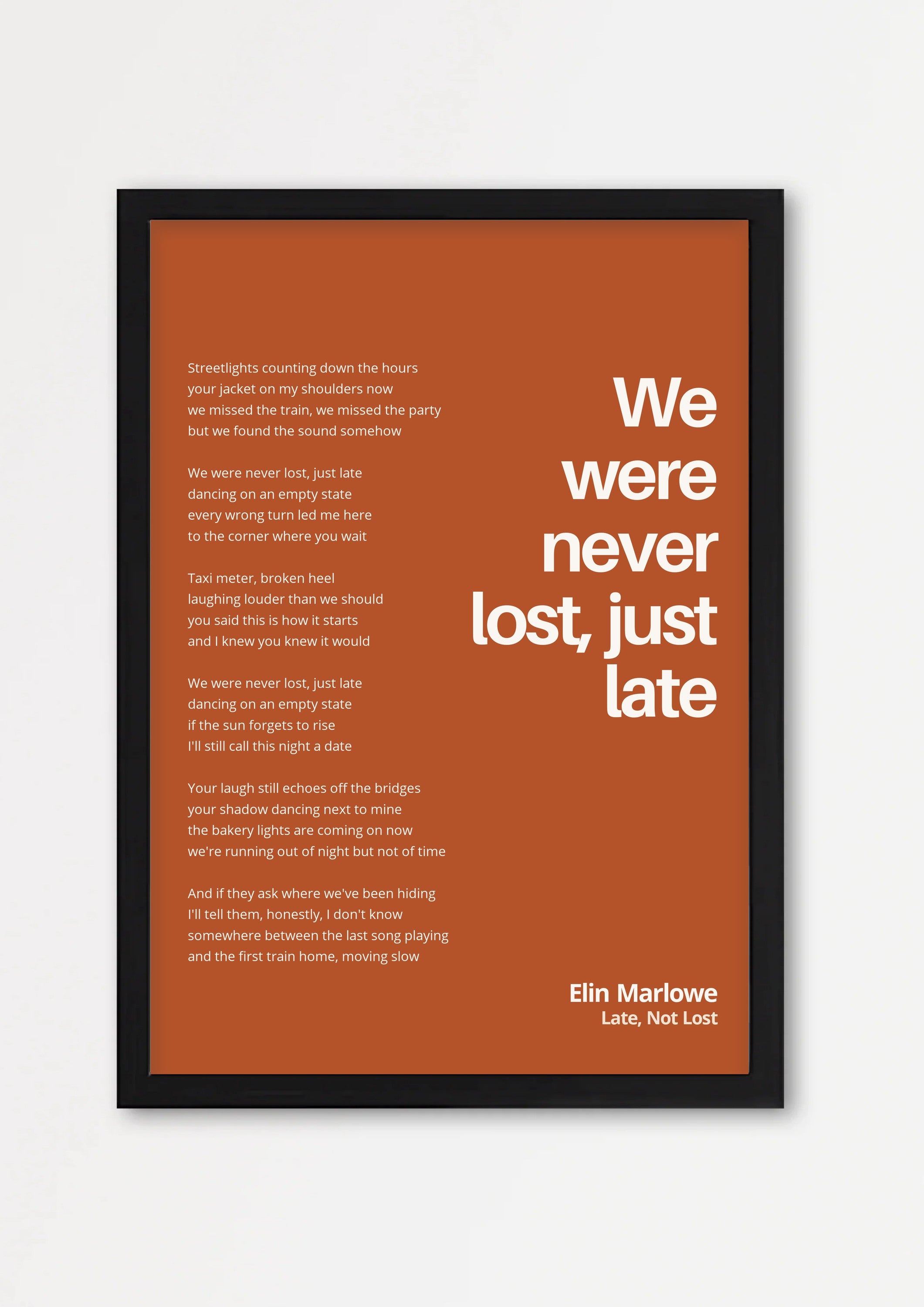 Songtext mit Zitat Poster 1 – Echtholzrahmen Schwarz